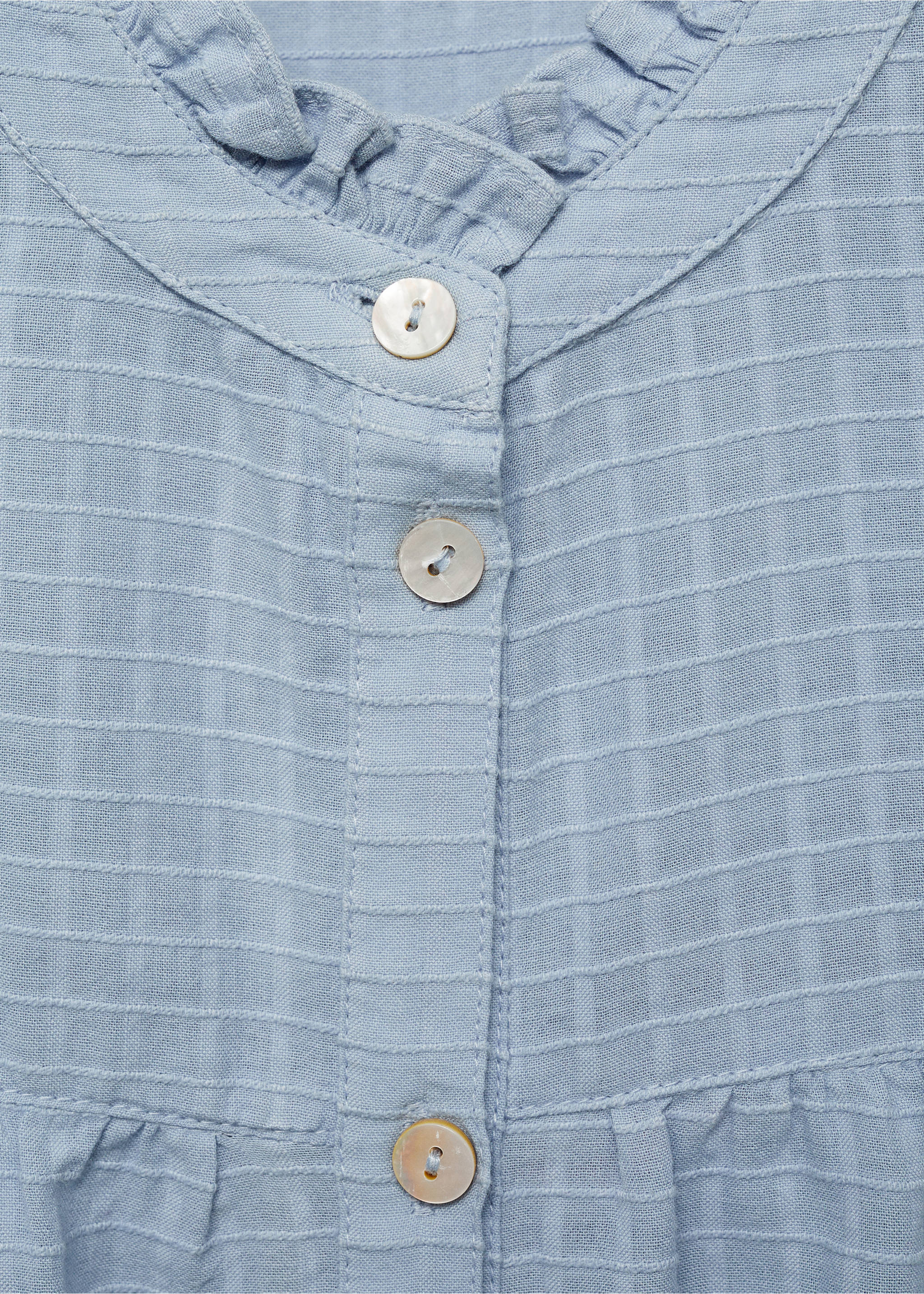 Textured check blouse - Details of the article 8, Sky Blue. Ref: 87062536-00.