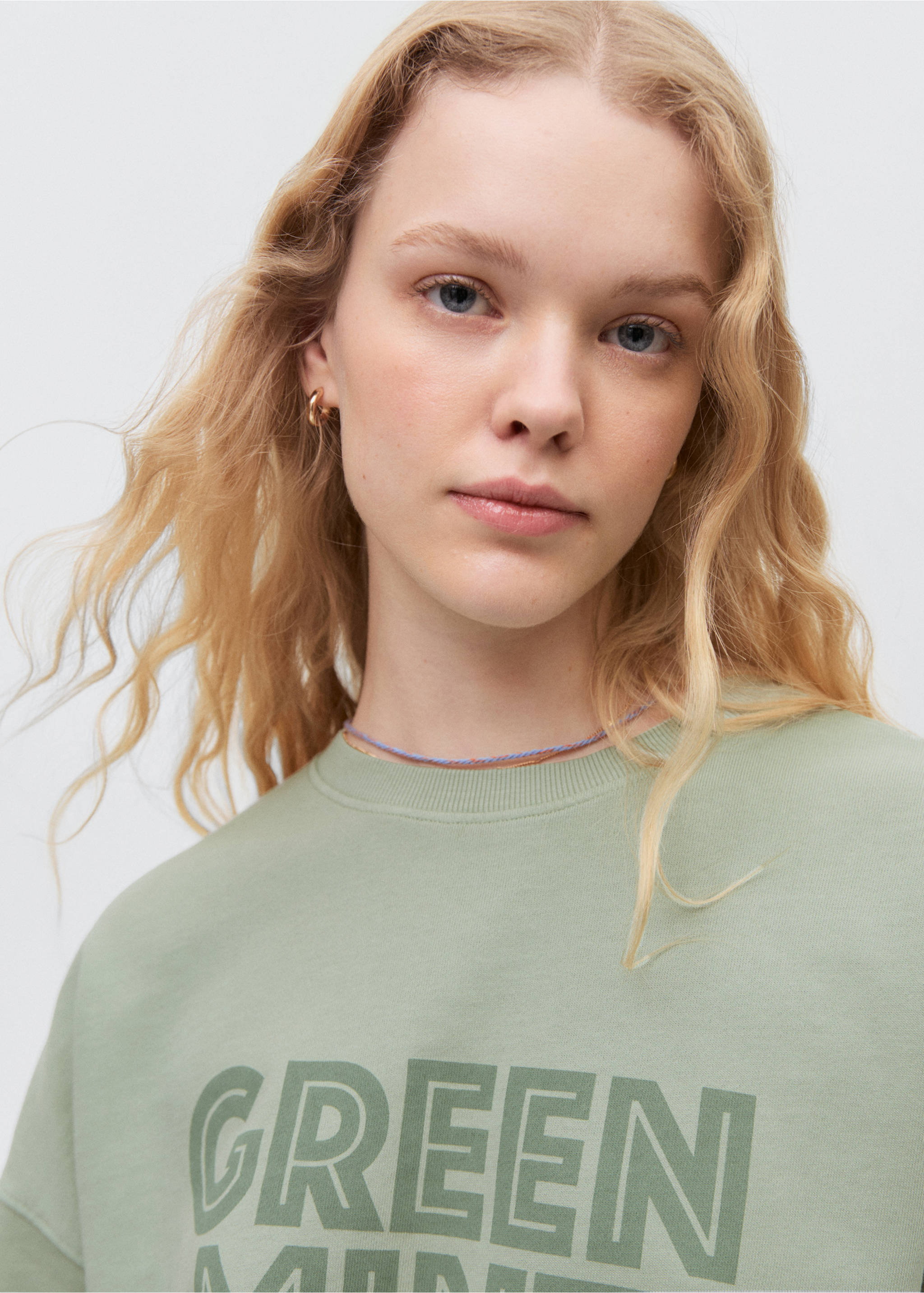 Sweater message imprimé - Détail de l'article 1, Vert pastel. Ref: 87062538-00.