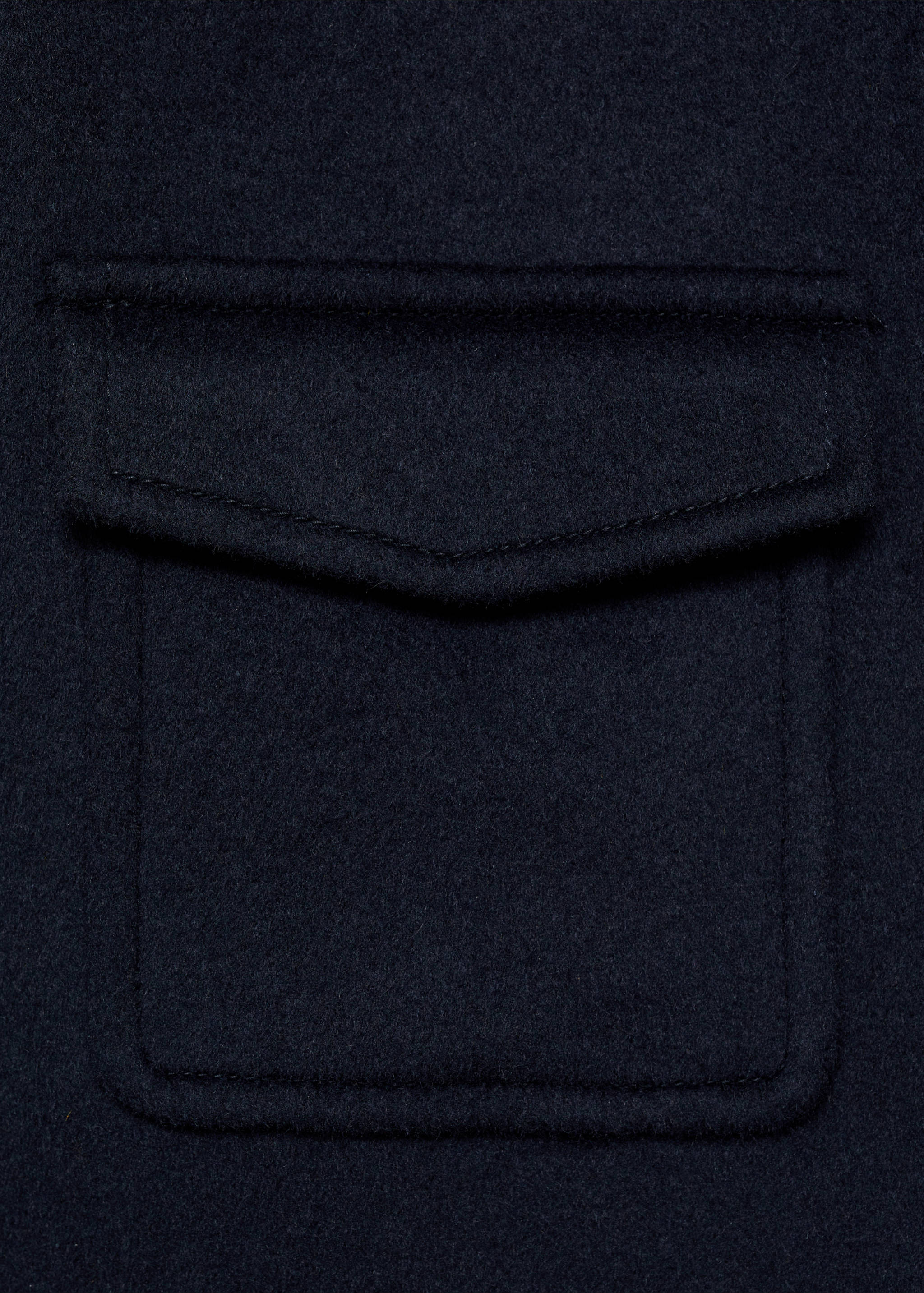 Close-up of navy jacket fabric and patch pocket detail., Dark Navy. Ref: 87062539-00.