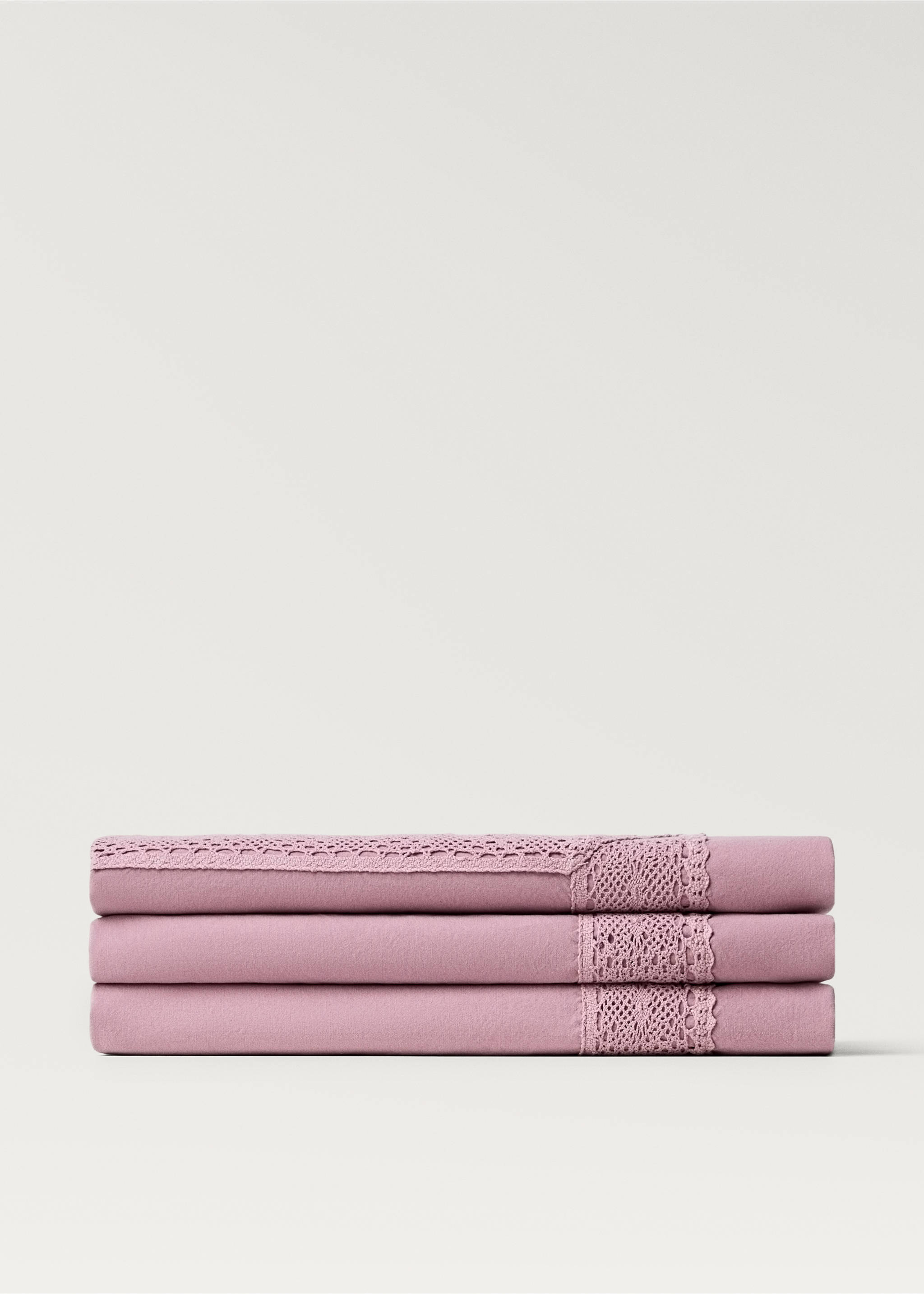 Cotton lace tablecloth for 6 to 8 diners - Article without model, Lilac. Ref: 87062546-00.