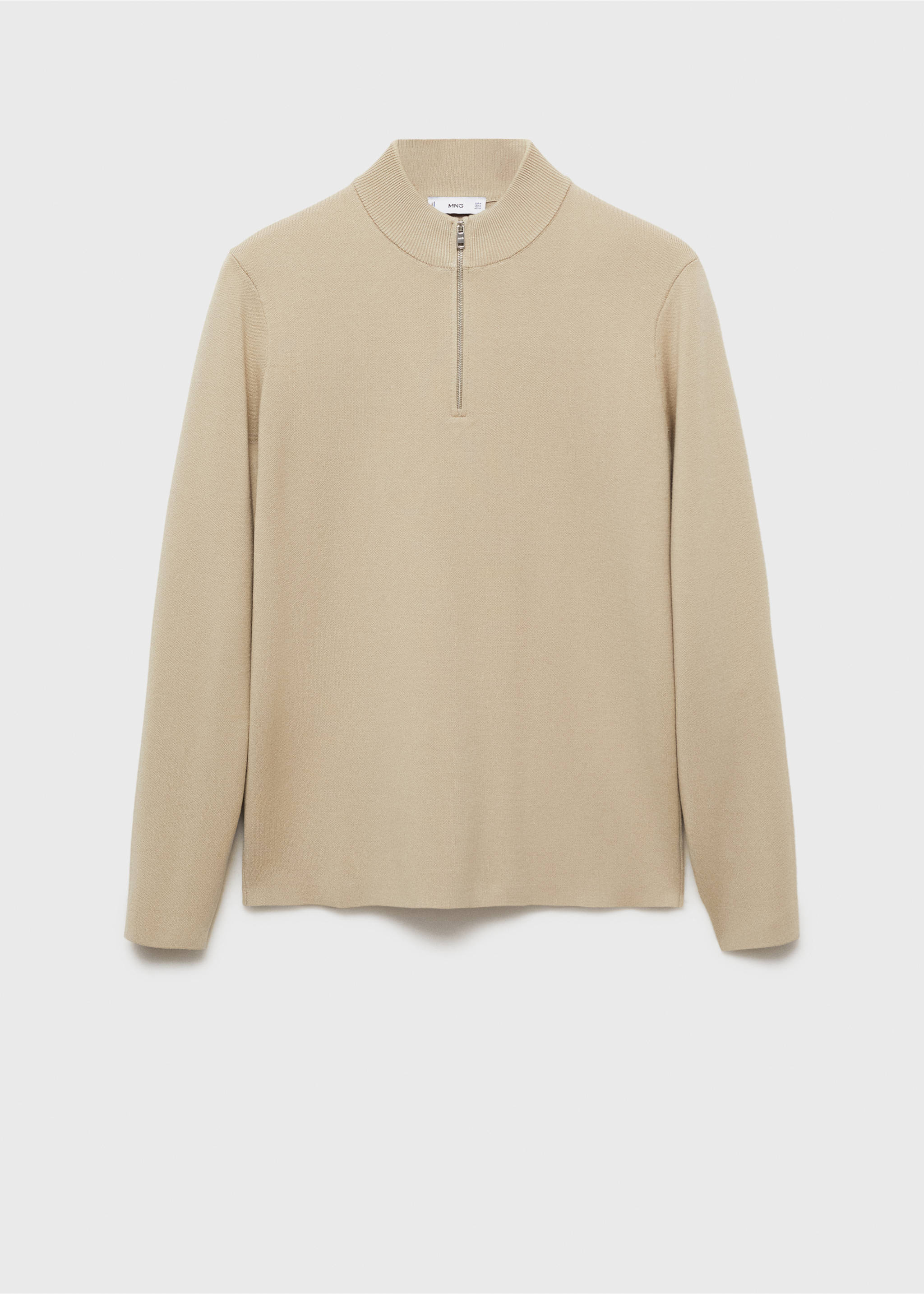 Pulover cu guler Perkins și fermoar - Articol fără model, Bej foarte deschis. Ref: 87062890-00.