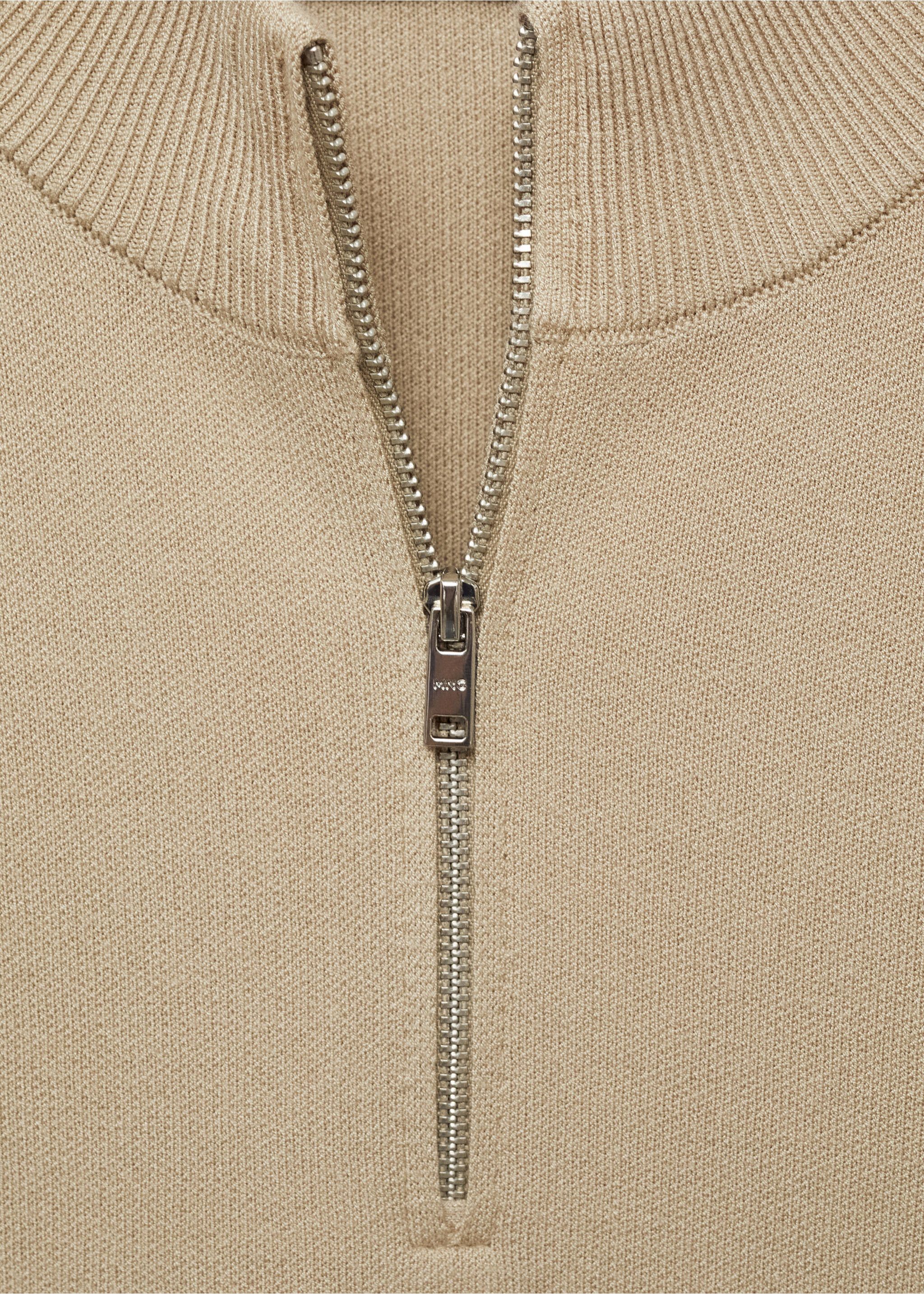 Pulover cu guler Perkins și fermoar - Detaliu al articolului 8, Bej foarte deschis. Ref: 87062890-00.