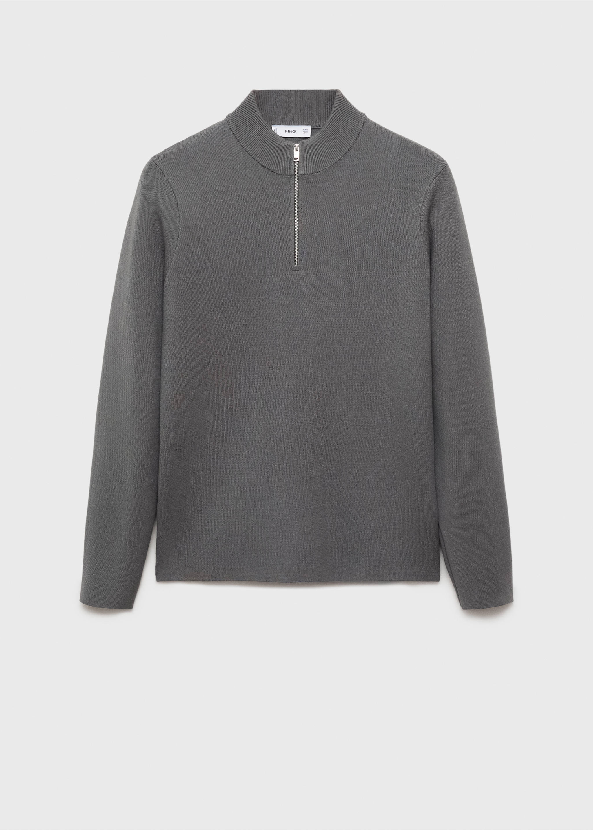 Perkins-neck sweater with zip - Article without model, Grey. Ref: 87062890-00.