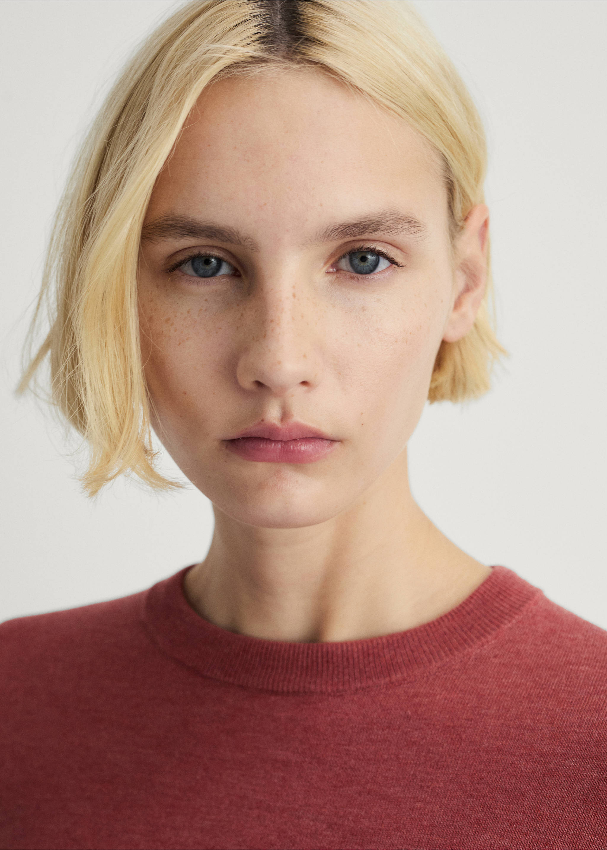 Round-neck knitted sweater - Details of the article 6, Medium Pink. Ref: 87062892-00.