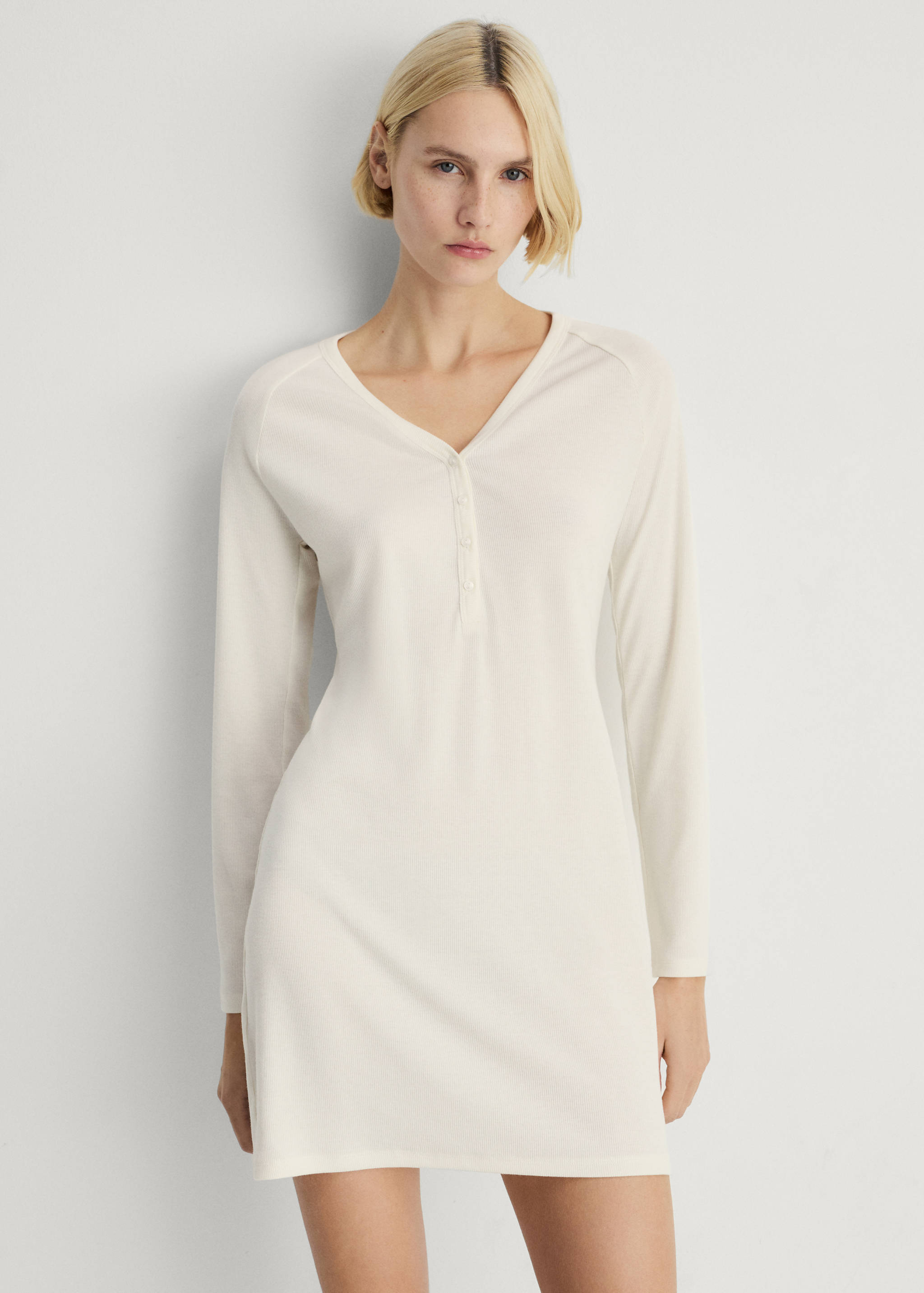 Rib-knit nightgown - Medium plane