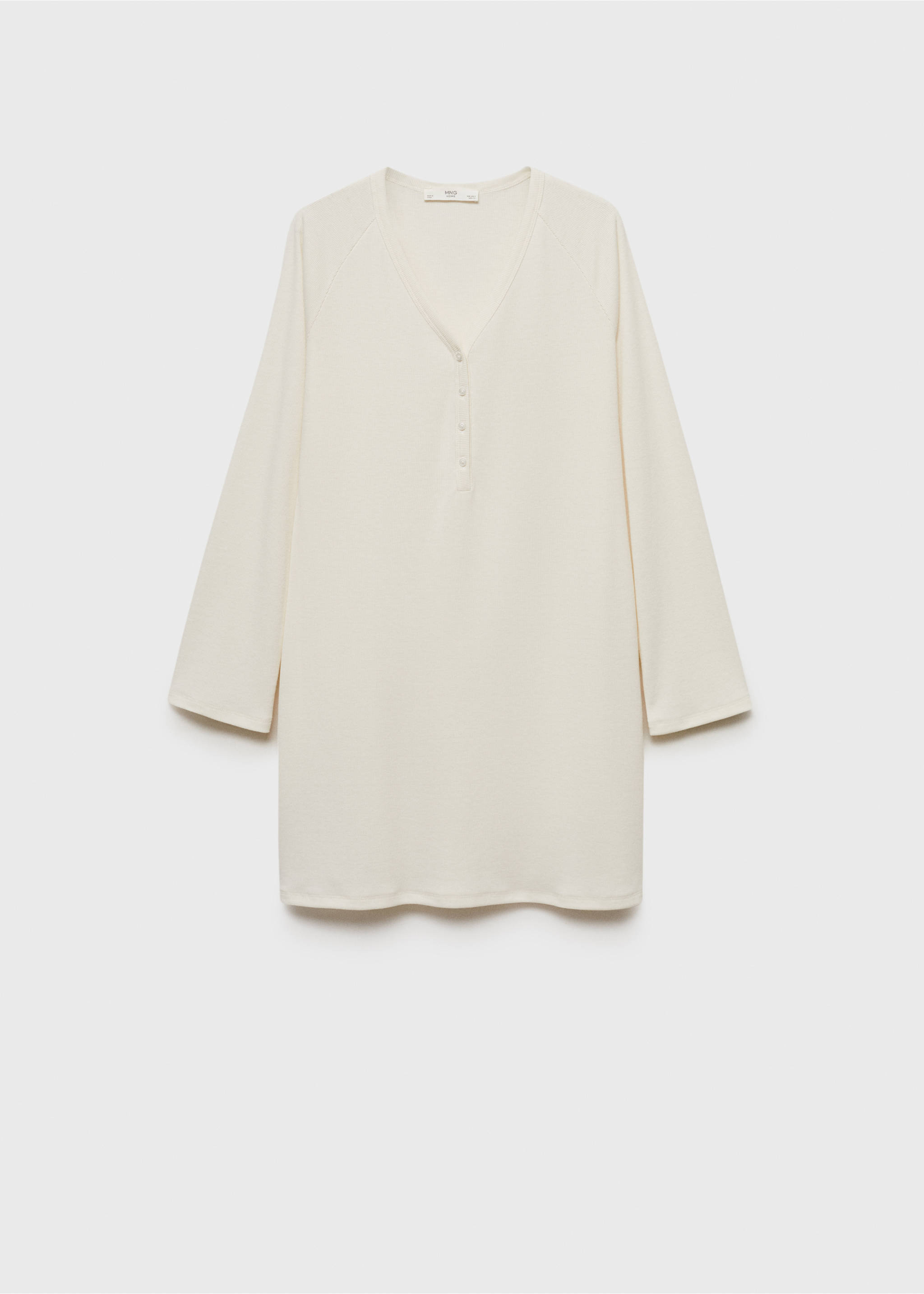 Rib-knit nightgown - Article without model, Vanilla. Ref: 87062893-00.