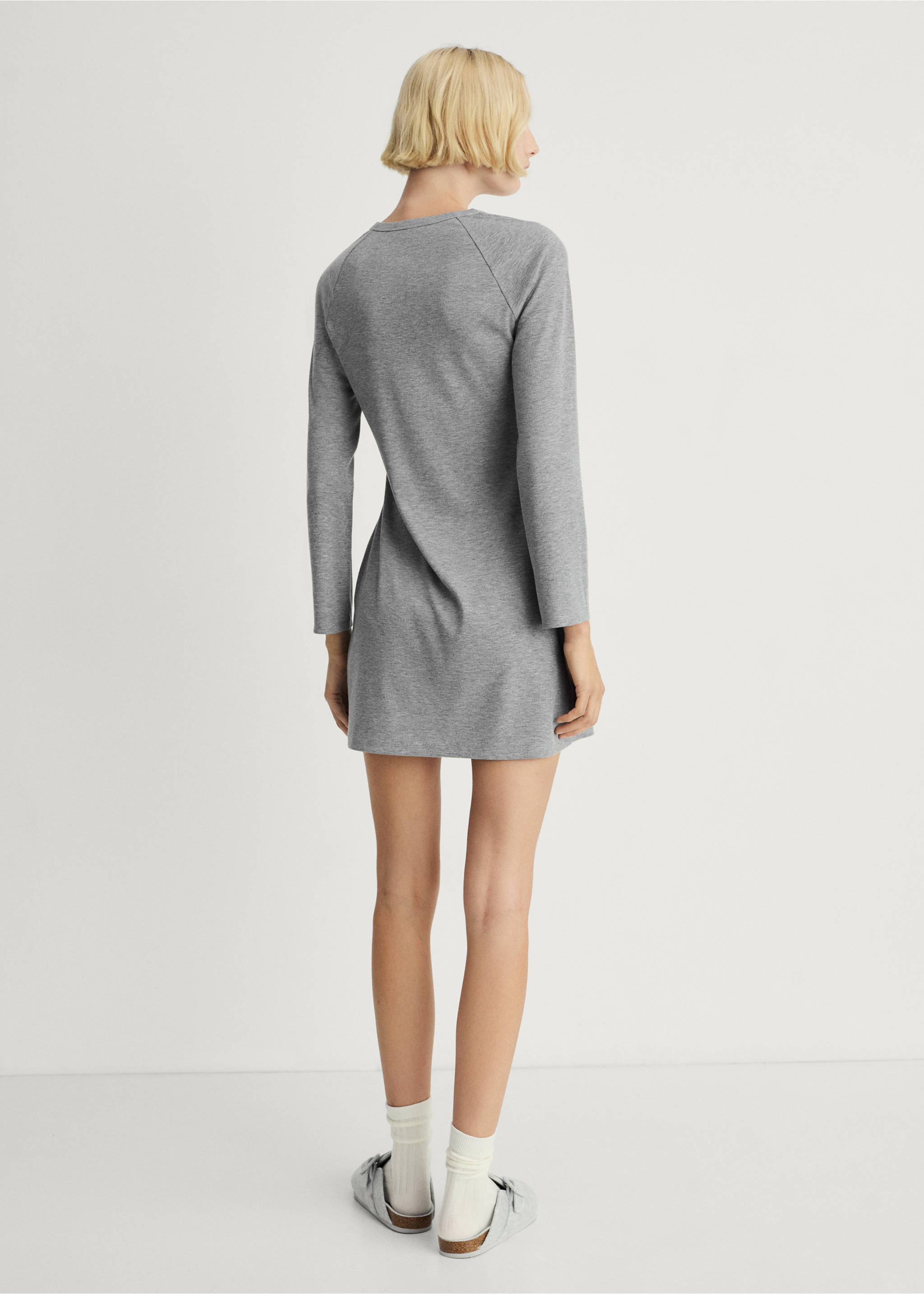 Rib-knit nightgown - Reverse of the article, Grey. Ref: 87062893-00.