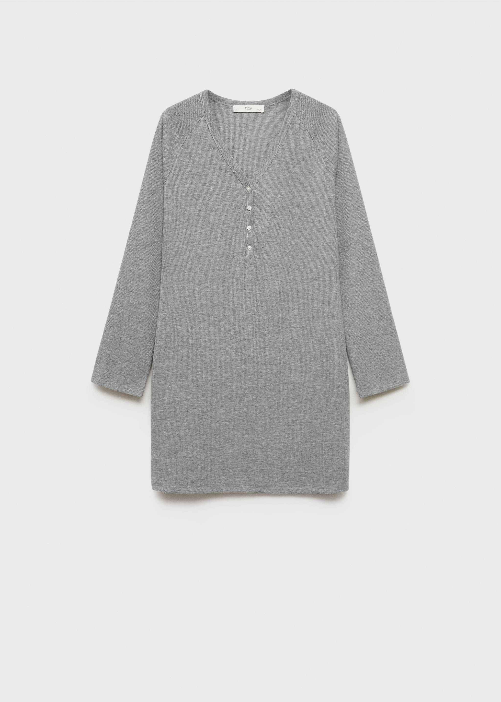 Rib-knit nightgown - Article without model, Grey. Ref: 87062893-00.