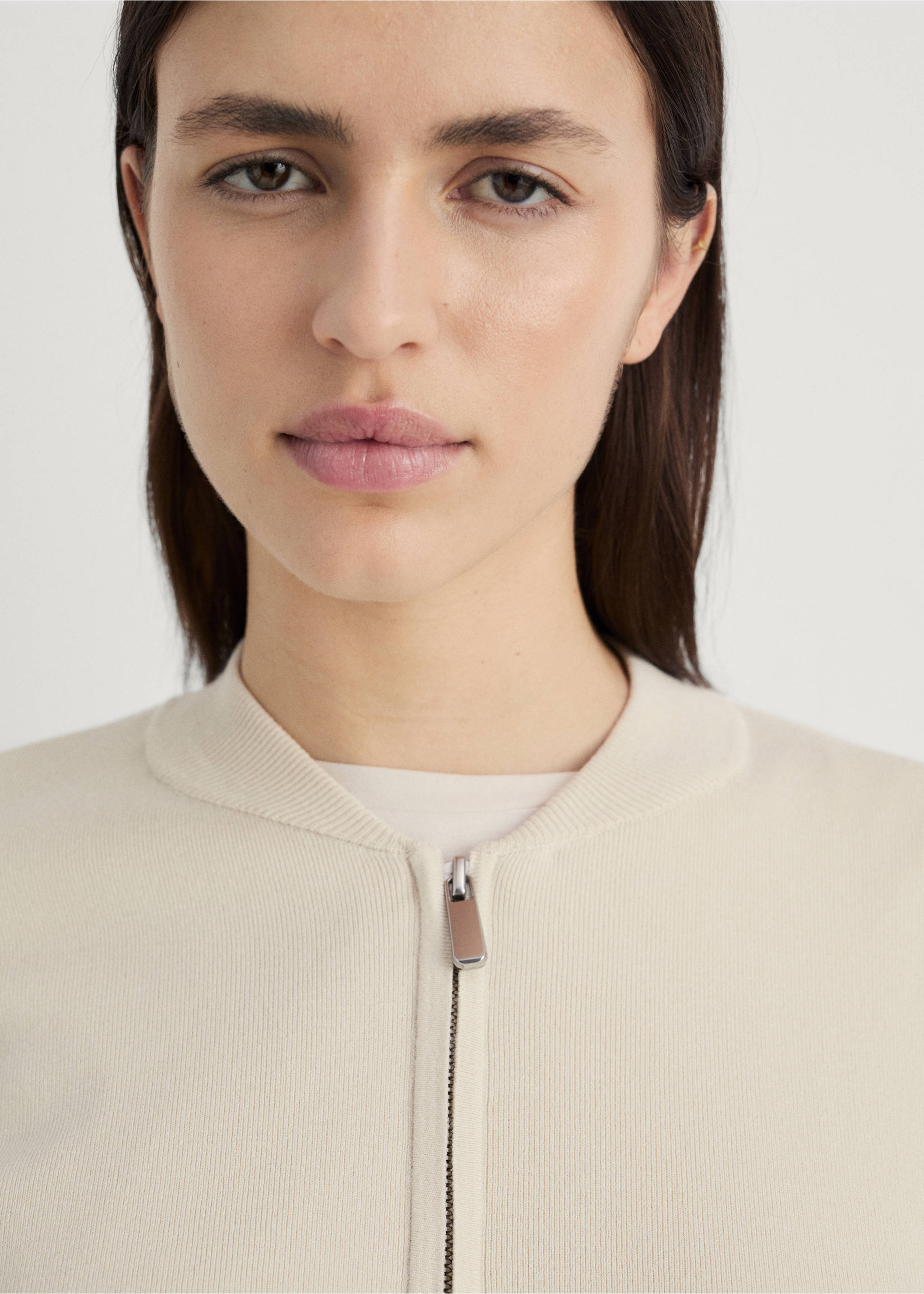 Gerippte Zip-Jacke - Detail des Artikels 1, Hellgrau/Pastellgrau. Ref: 87062897-00.