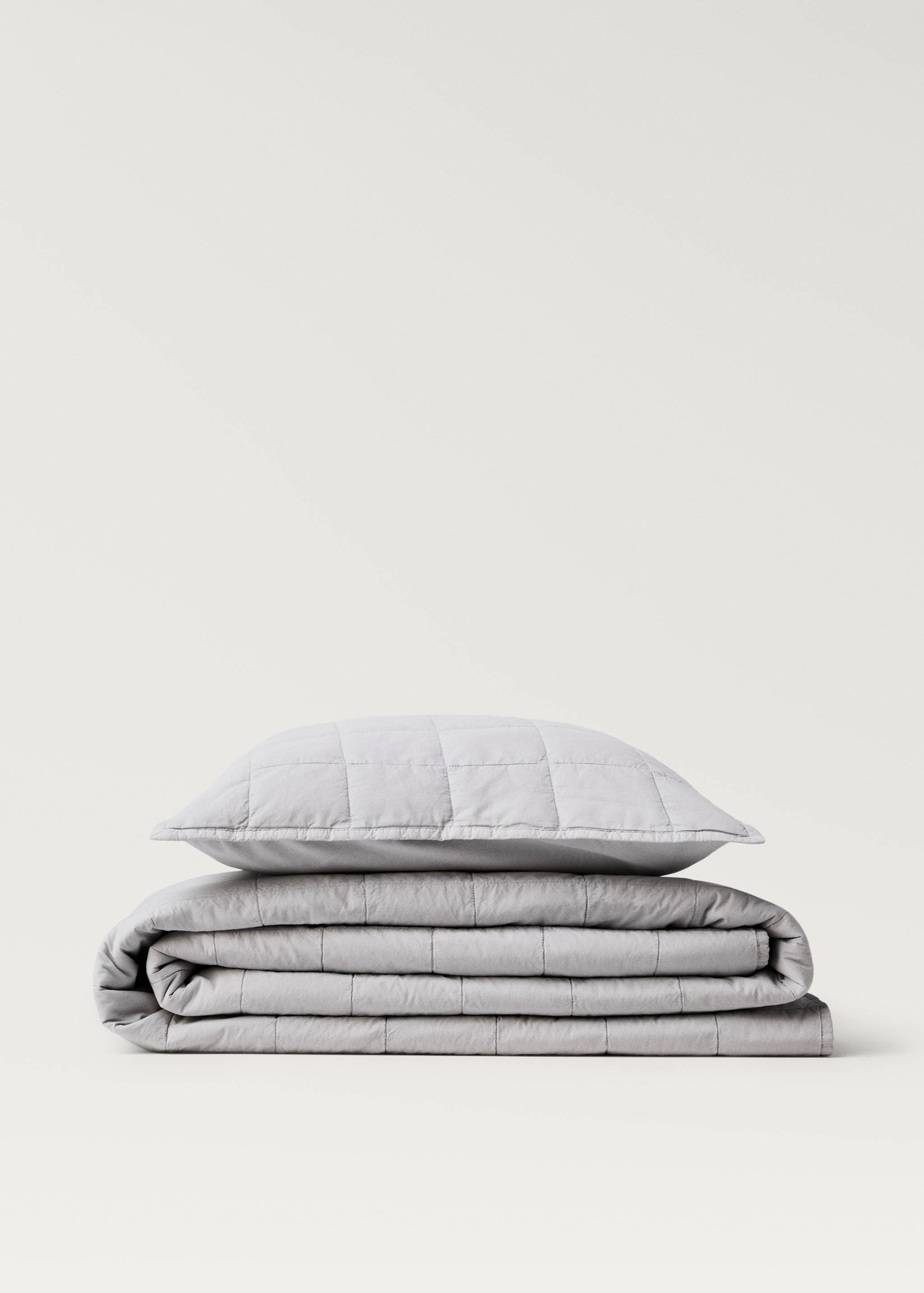 Cotton percale garment-dyed check cushion cover, 50x50 cm - Details of the article 5