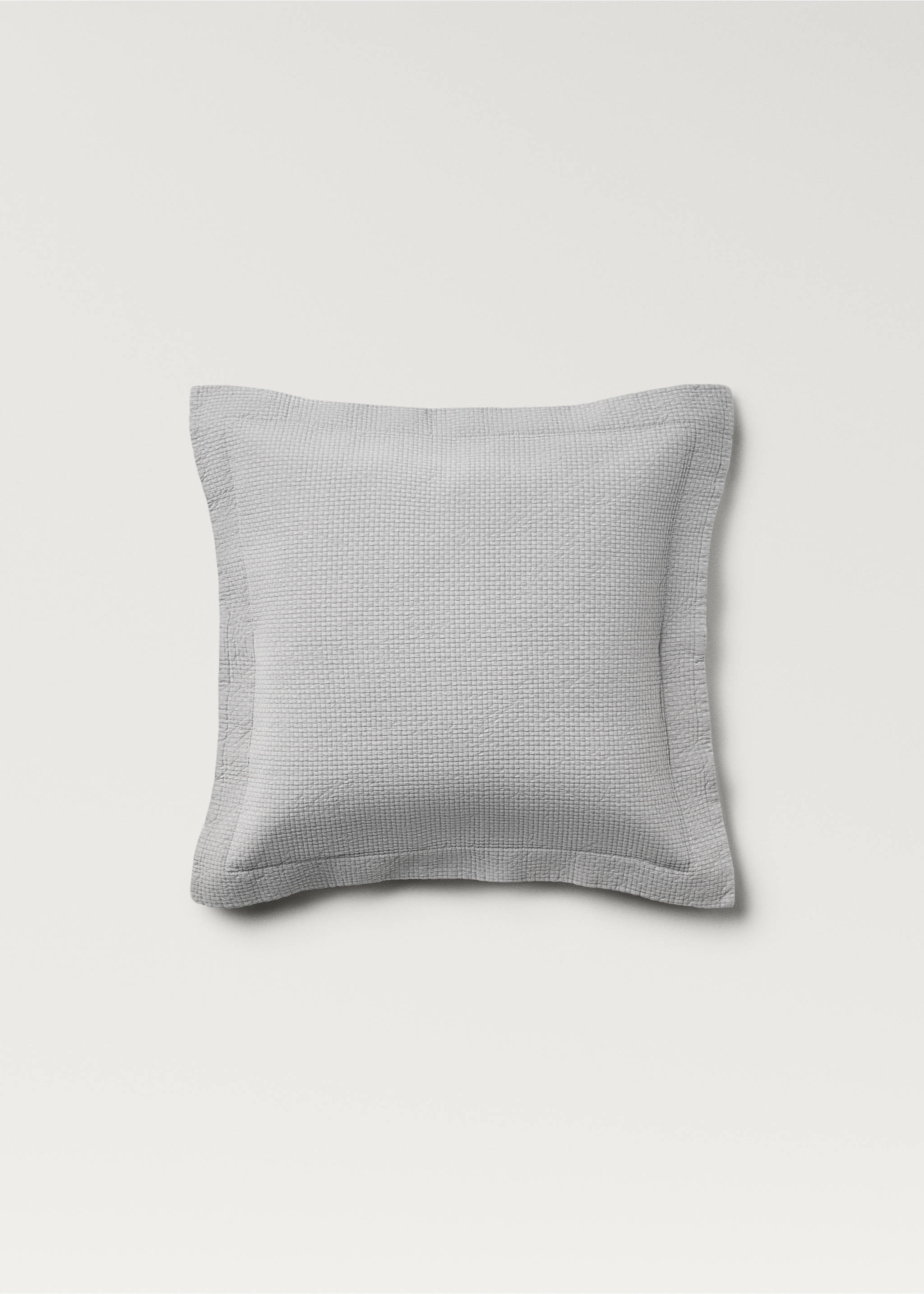 Cotton jacquard mini-check bed cushion cover, 50x50 cm - Article without model, Grey. Ref: 87062944-00.