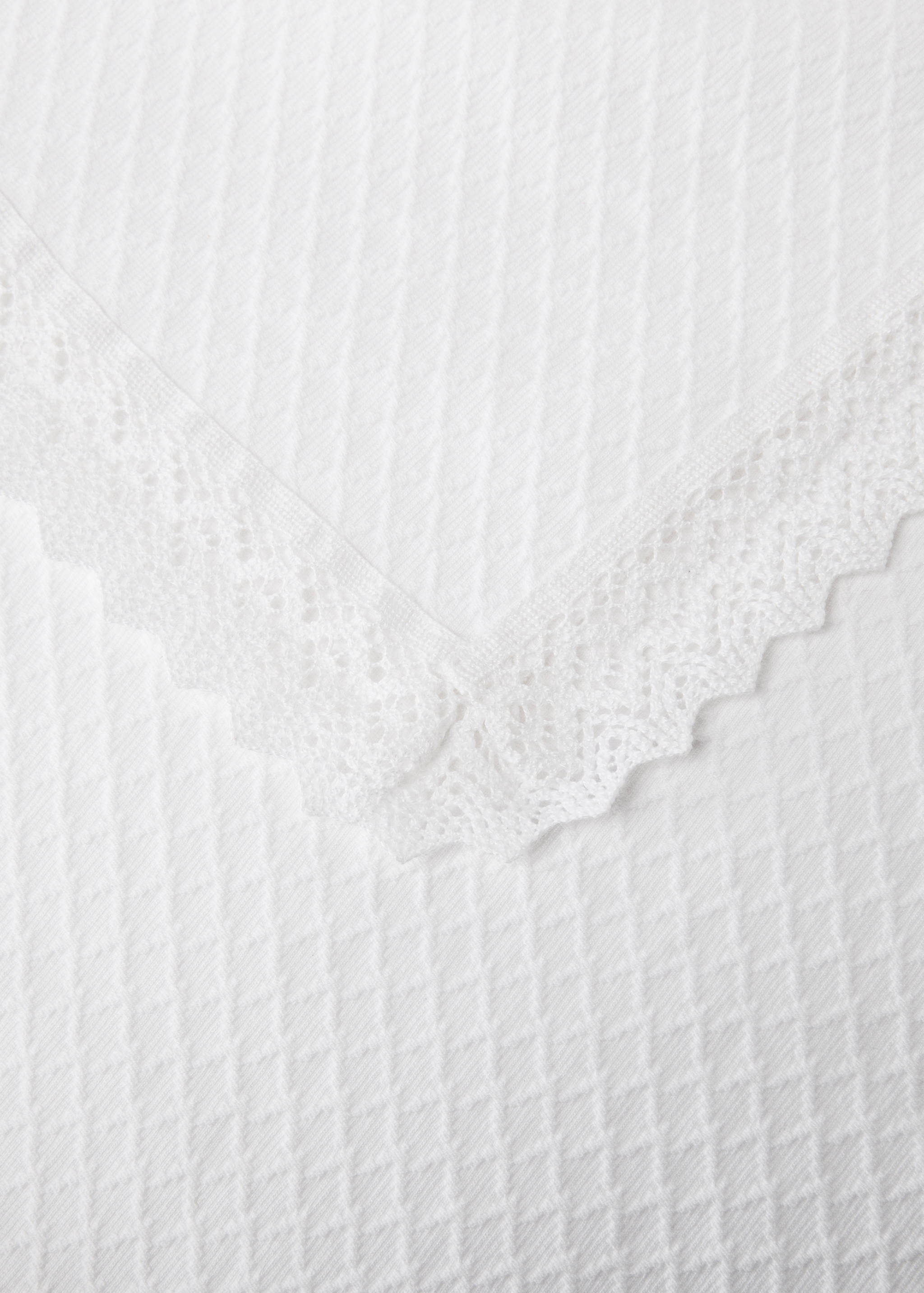 Sengeteppe i bomull jacquard med blondekant, seng 180/200 cm - Artikkeldetalj 1