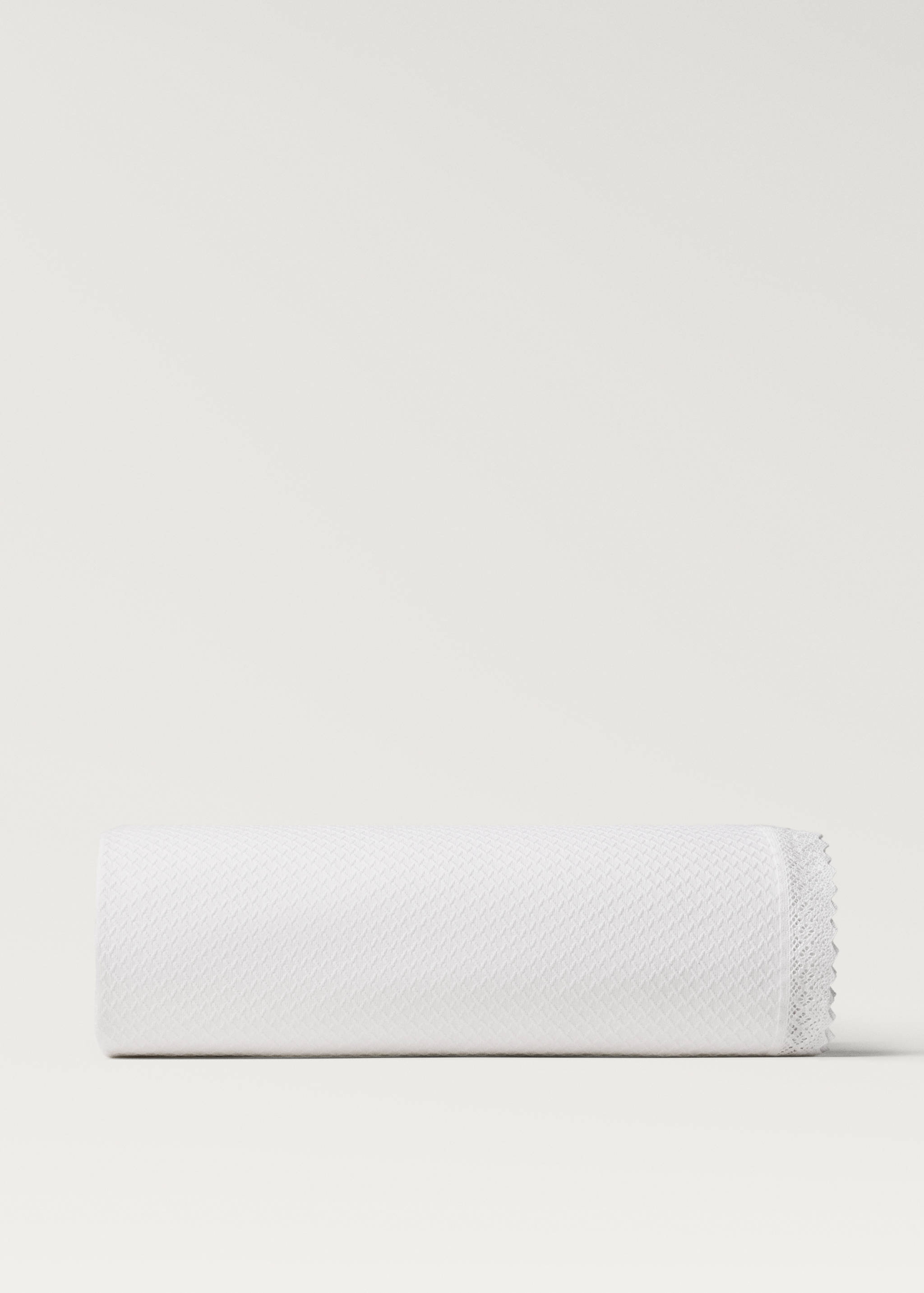 Tagesdecke aus Baumwolljacquard mit Rautenmuster und Spitzenbordüre für 180/200 cm Bett - Artikel ohne Model
