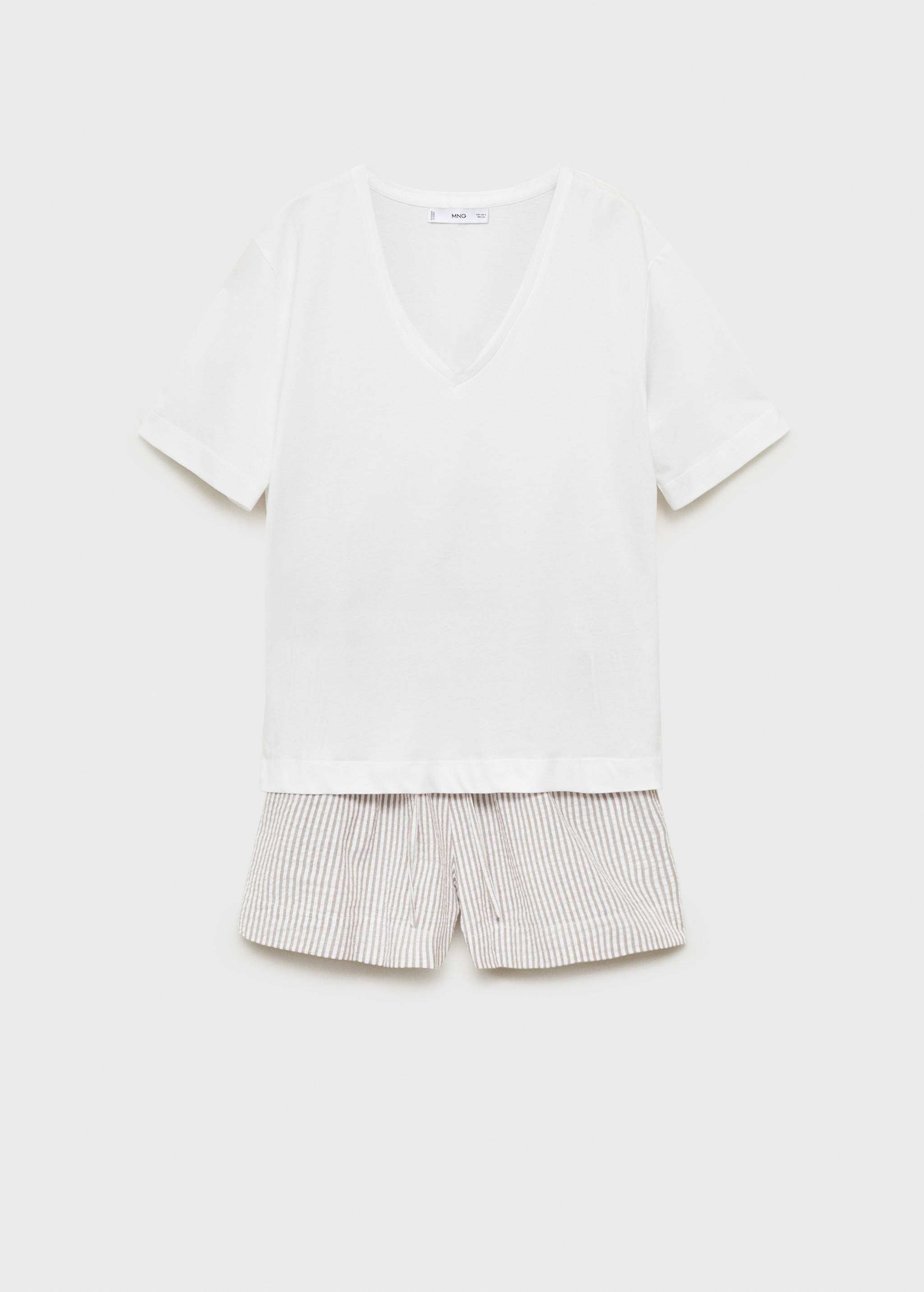 Two-piece striped seersucker pyjama shorts - Article without model