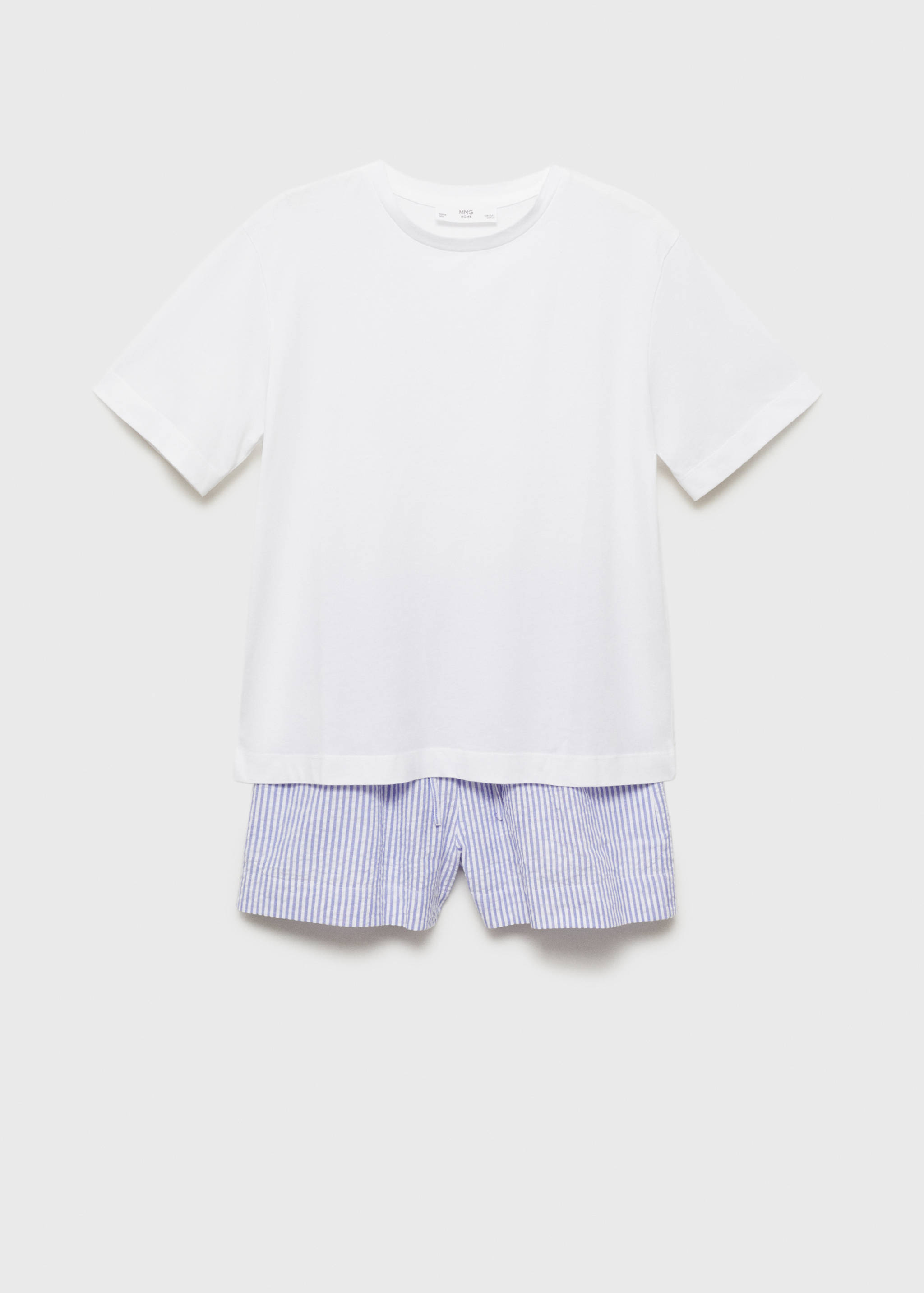 Two-piece striped seersucker pyjama shorts - Article without model