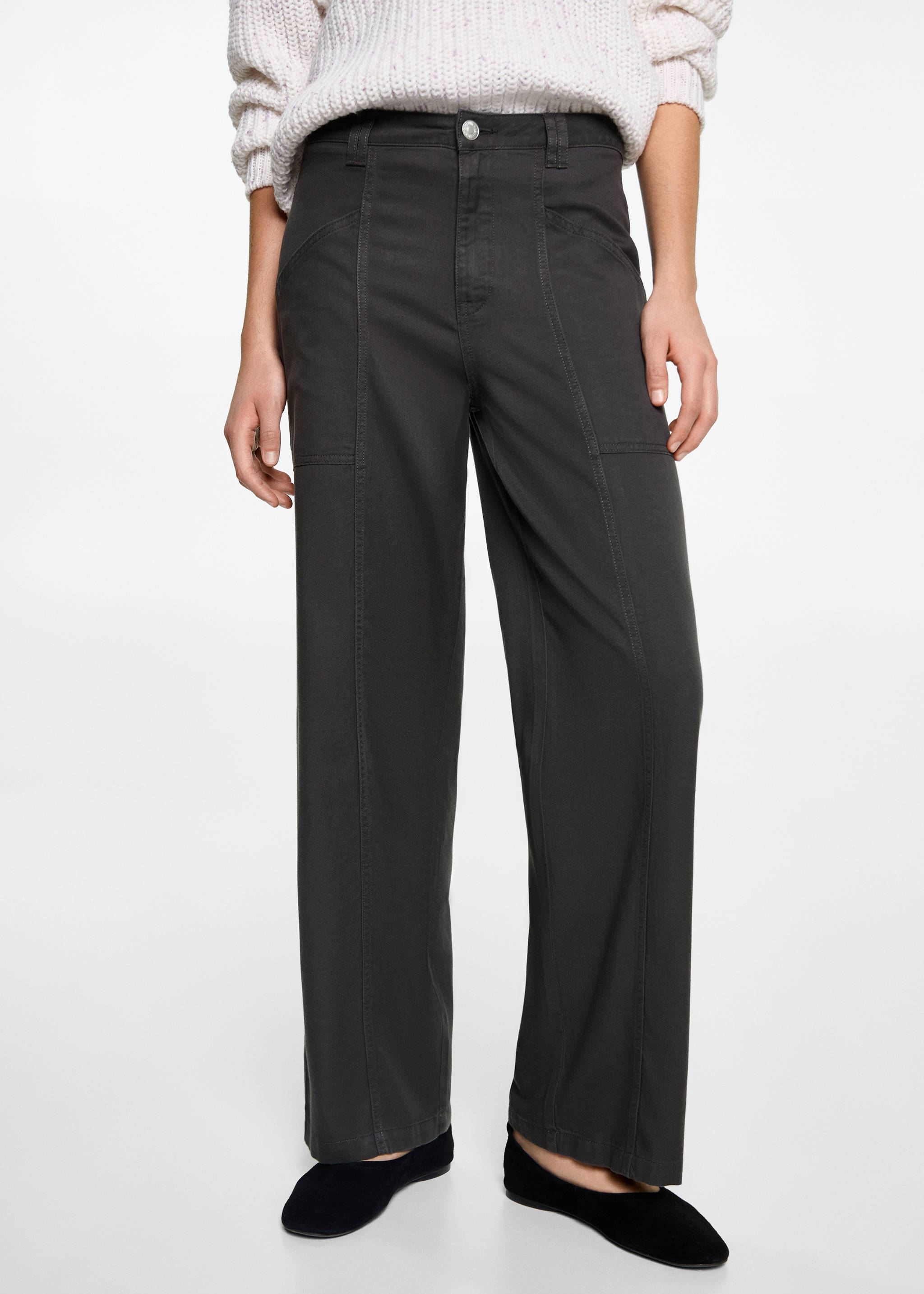 Calças retas - Pormenor do artigo 6, Cinzento-carvão. Ref: 87063276-00.