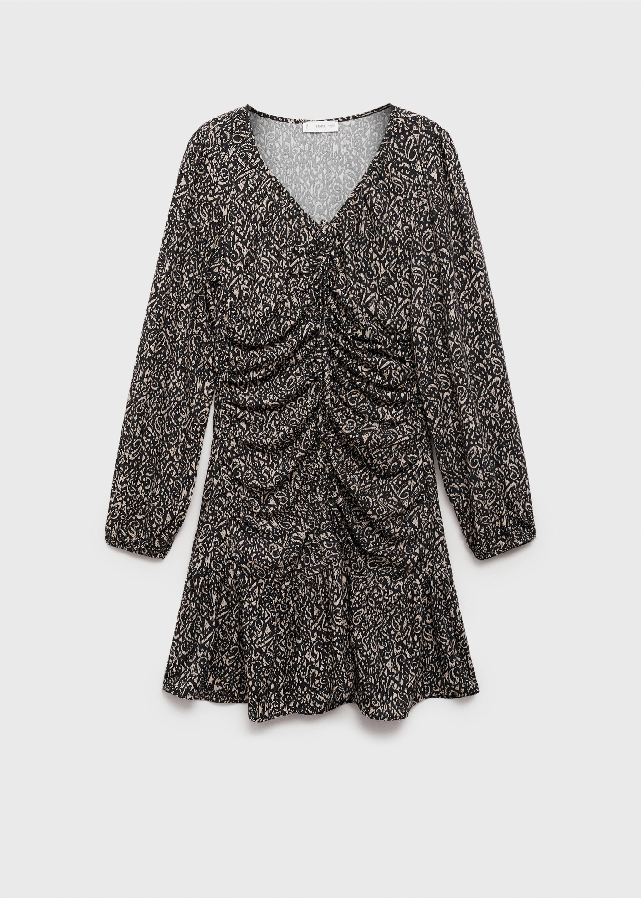 Robe froncée imprimée - Article sans modèle, Noir. Ref: 87063278-00.