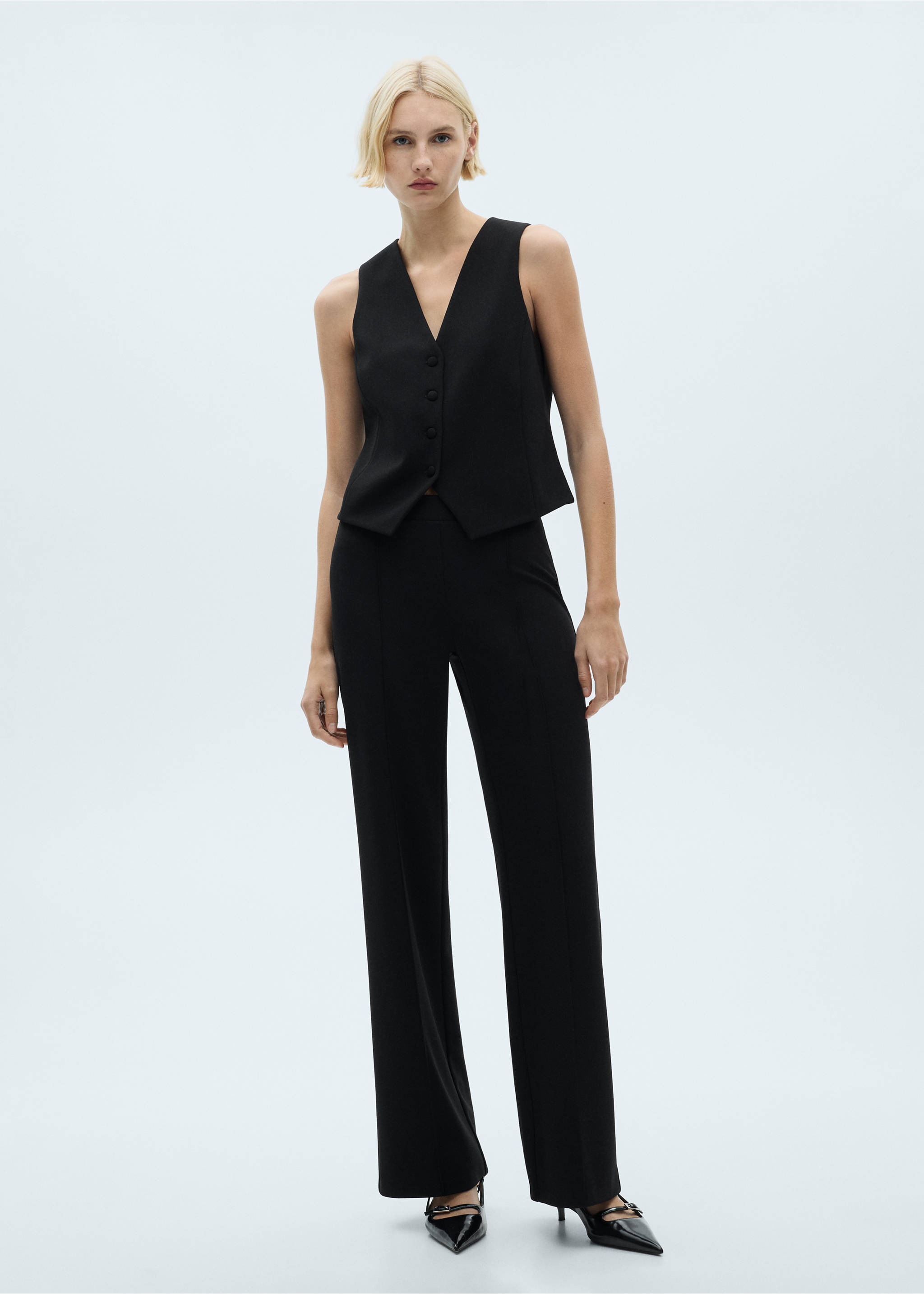 Chaleco traje botones - Plano general, Negro. Ref: 87063279-00.