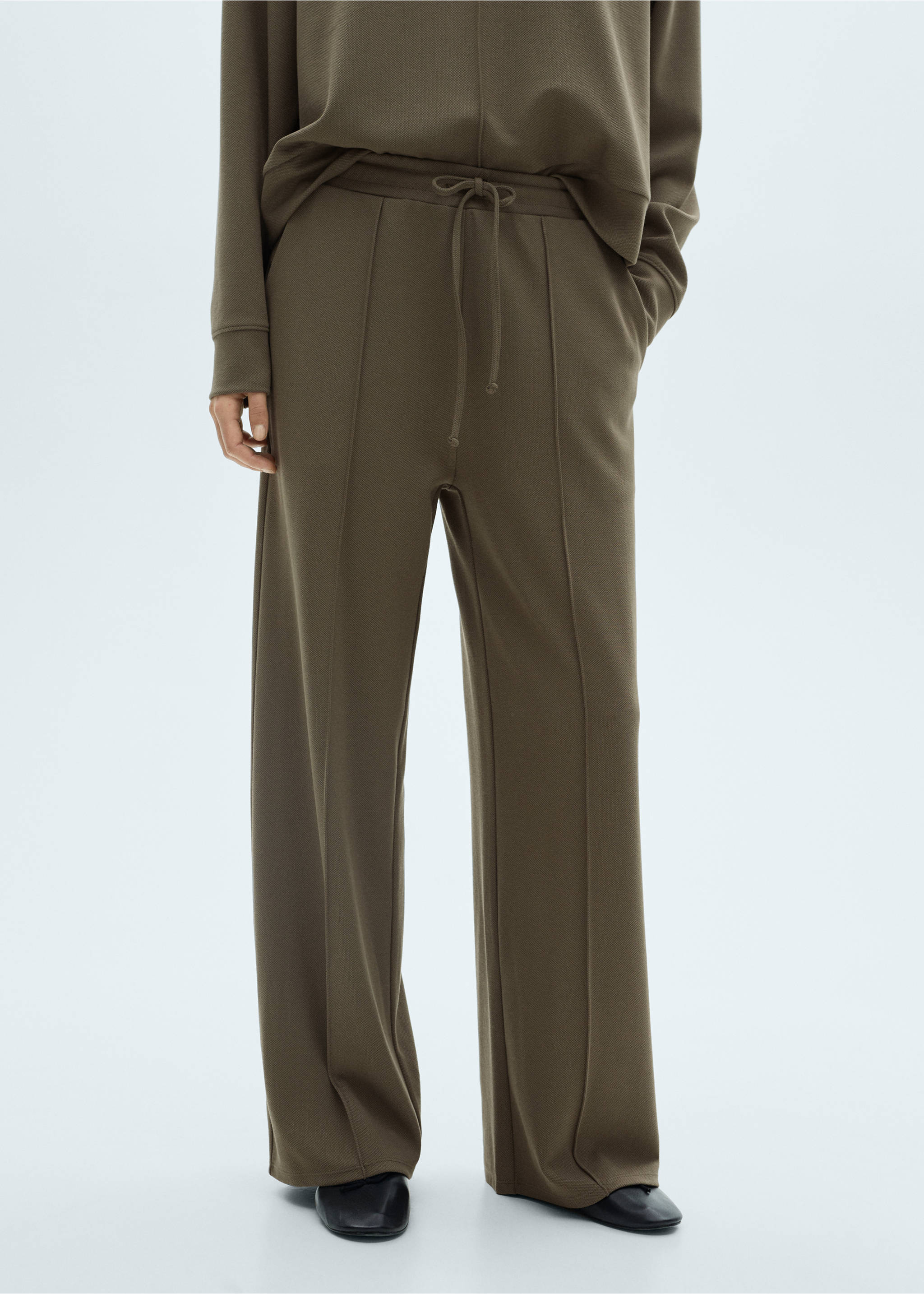 Wide leg jogger trousers - Medium plane, Khaki. Ref: 87063280-00.