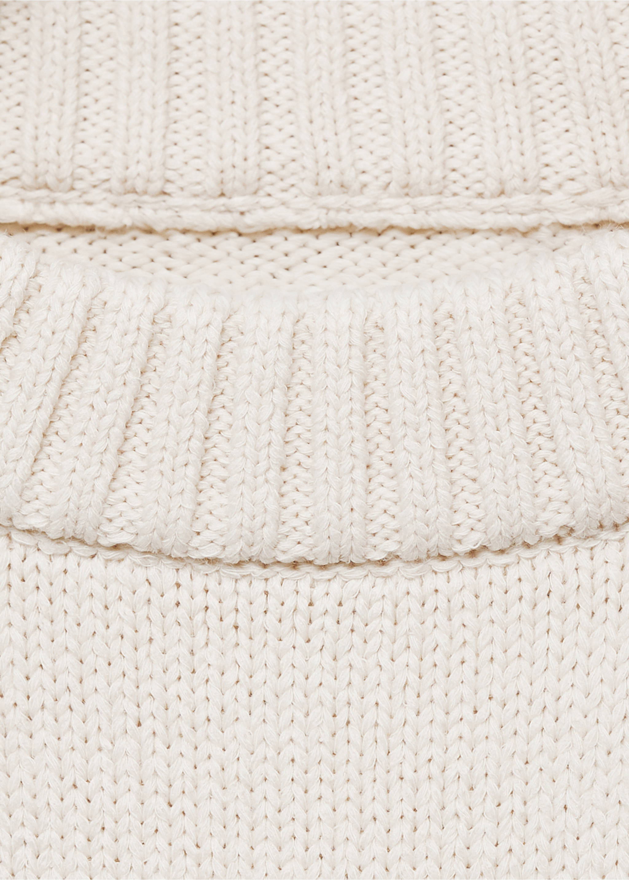 Knitted cotton sweater - Details of the article 8, Ivory White. Ref: 87063287-00.