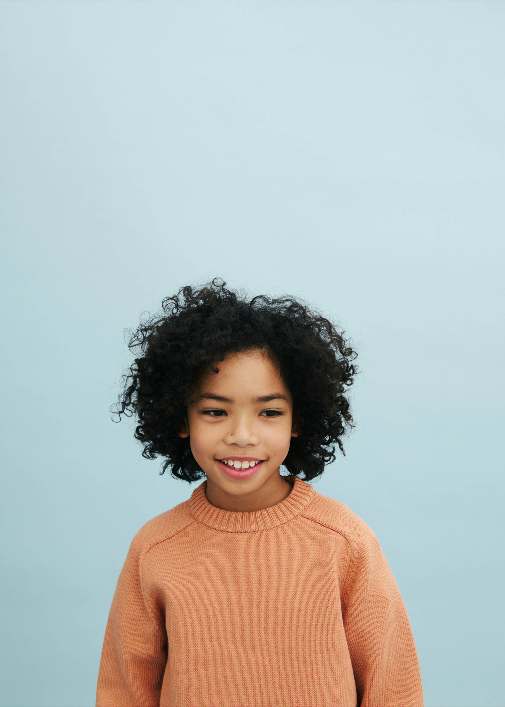 Knitted cotton sweater - Details of the article 5, Pastel Orange. Ref: 87063287-00.