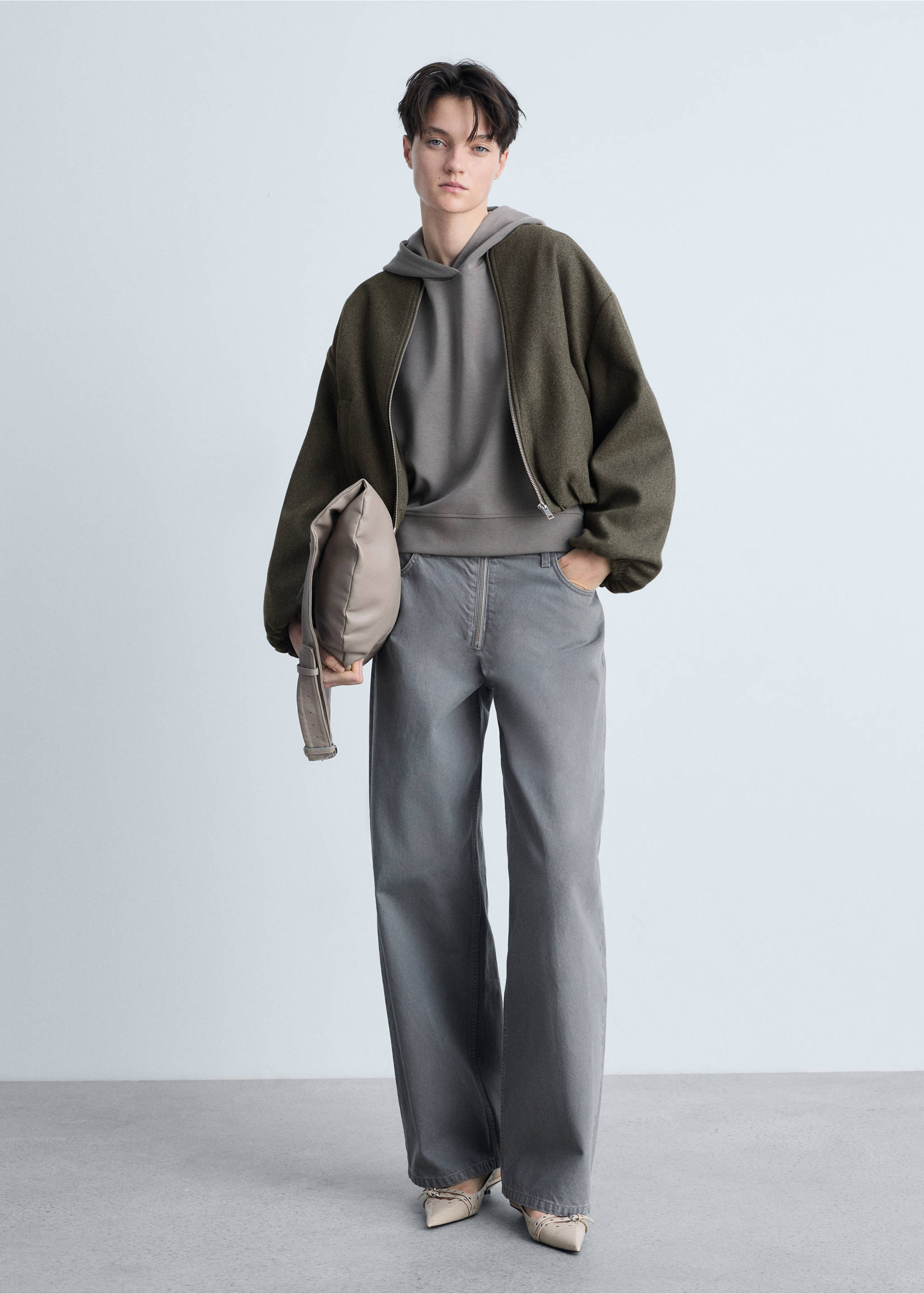 Gathered bomber jacket - General plane, Khaki. Ref: 87063290-00.