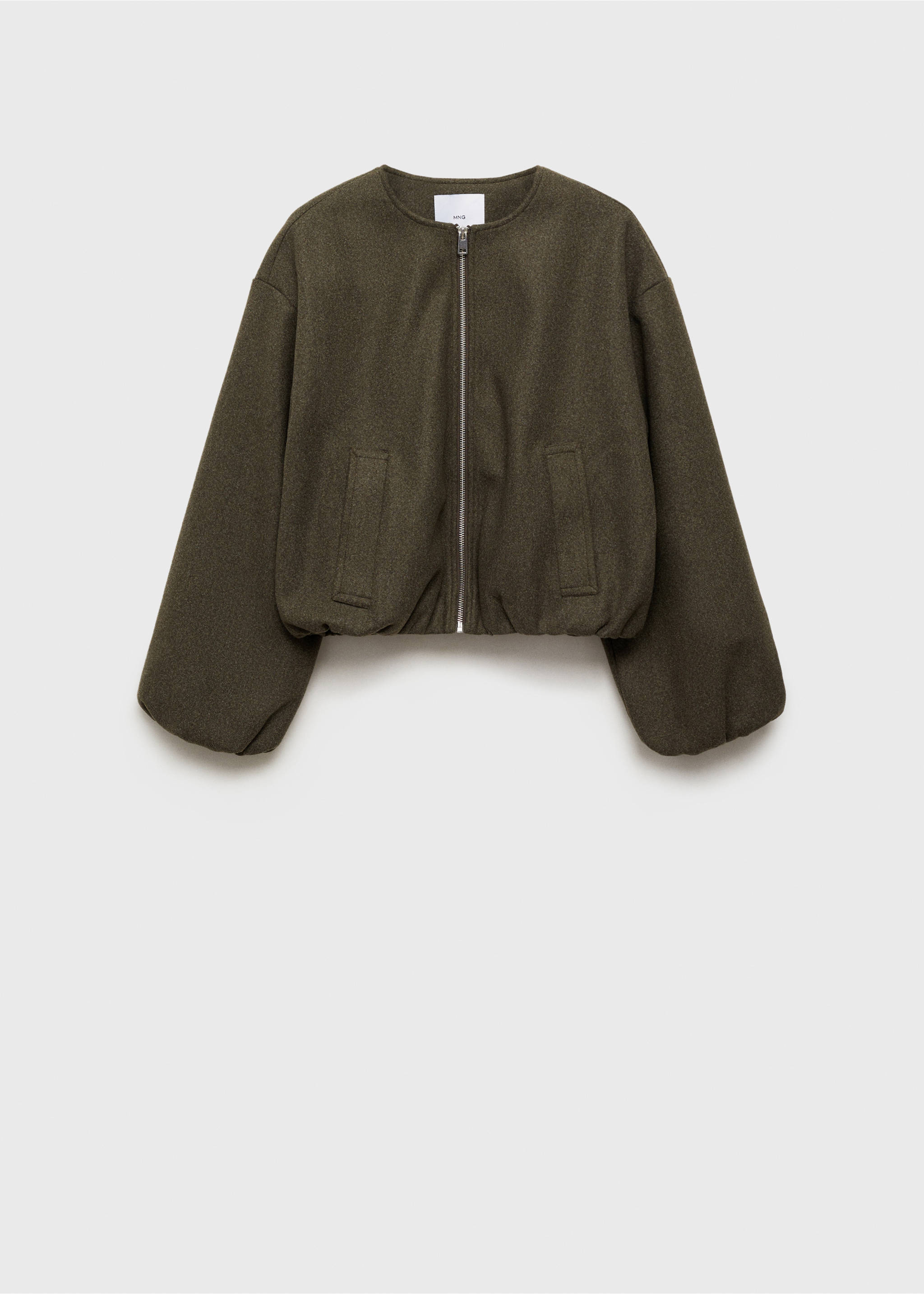 Gathered bomber jacket - Article without model, Khaki. Ref: 87063290-00.
