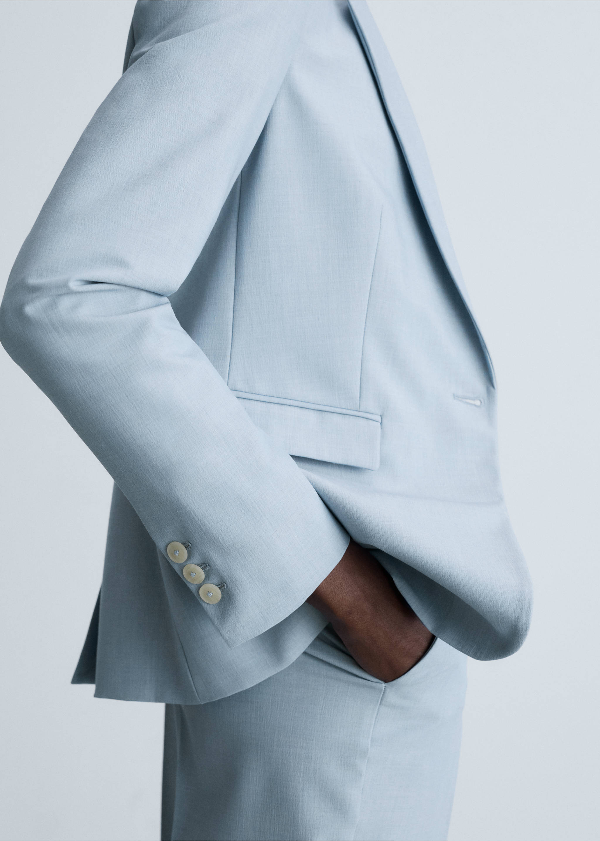 Fitted suit blazer - Details of the article 1, Sky Blue. Ref: 87063292-00.