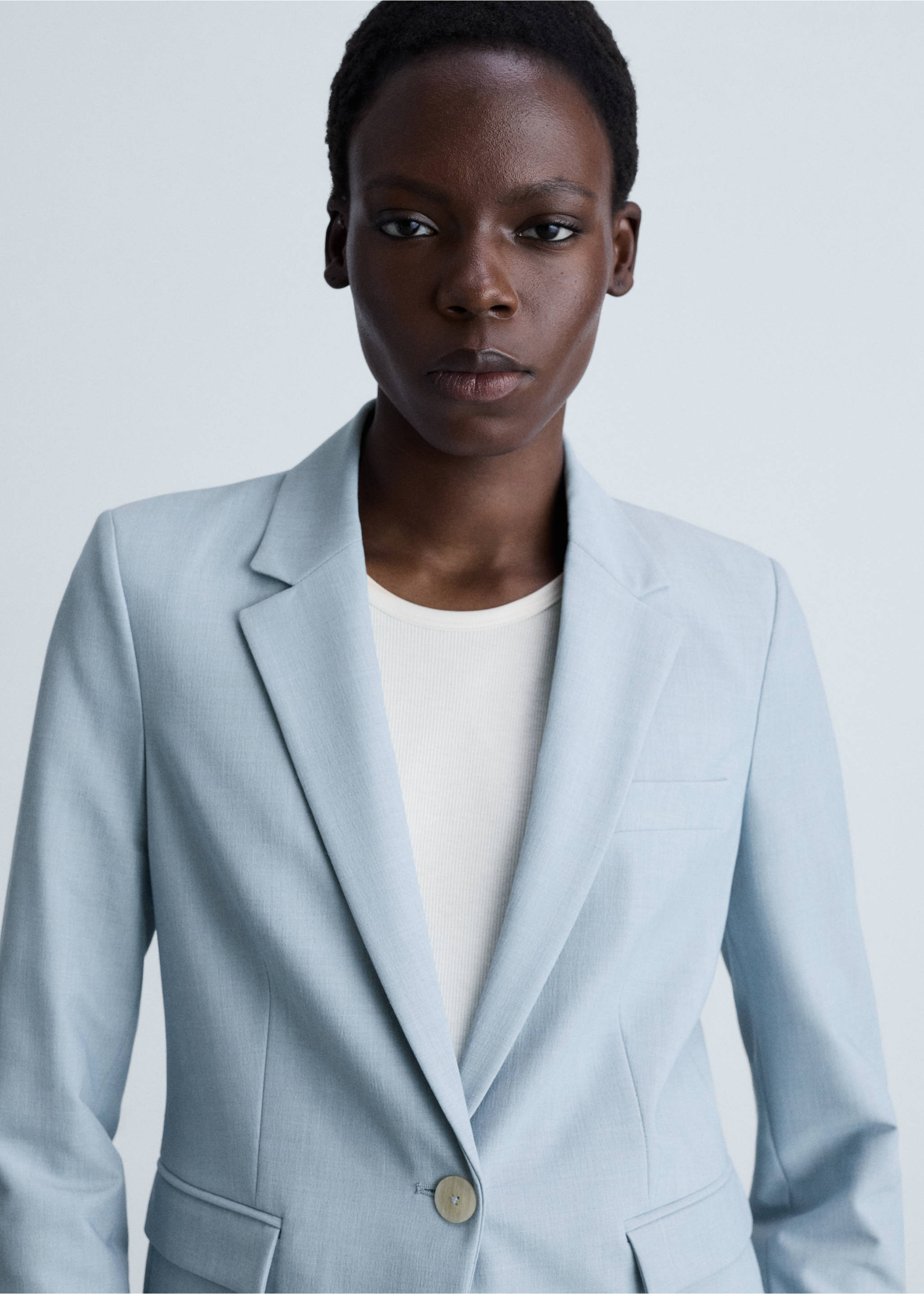 Fitted suit blazer - Details of the article 2, Sky Blue. Ref: 87063292-00.