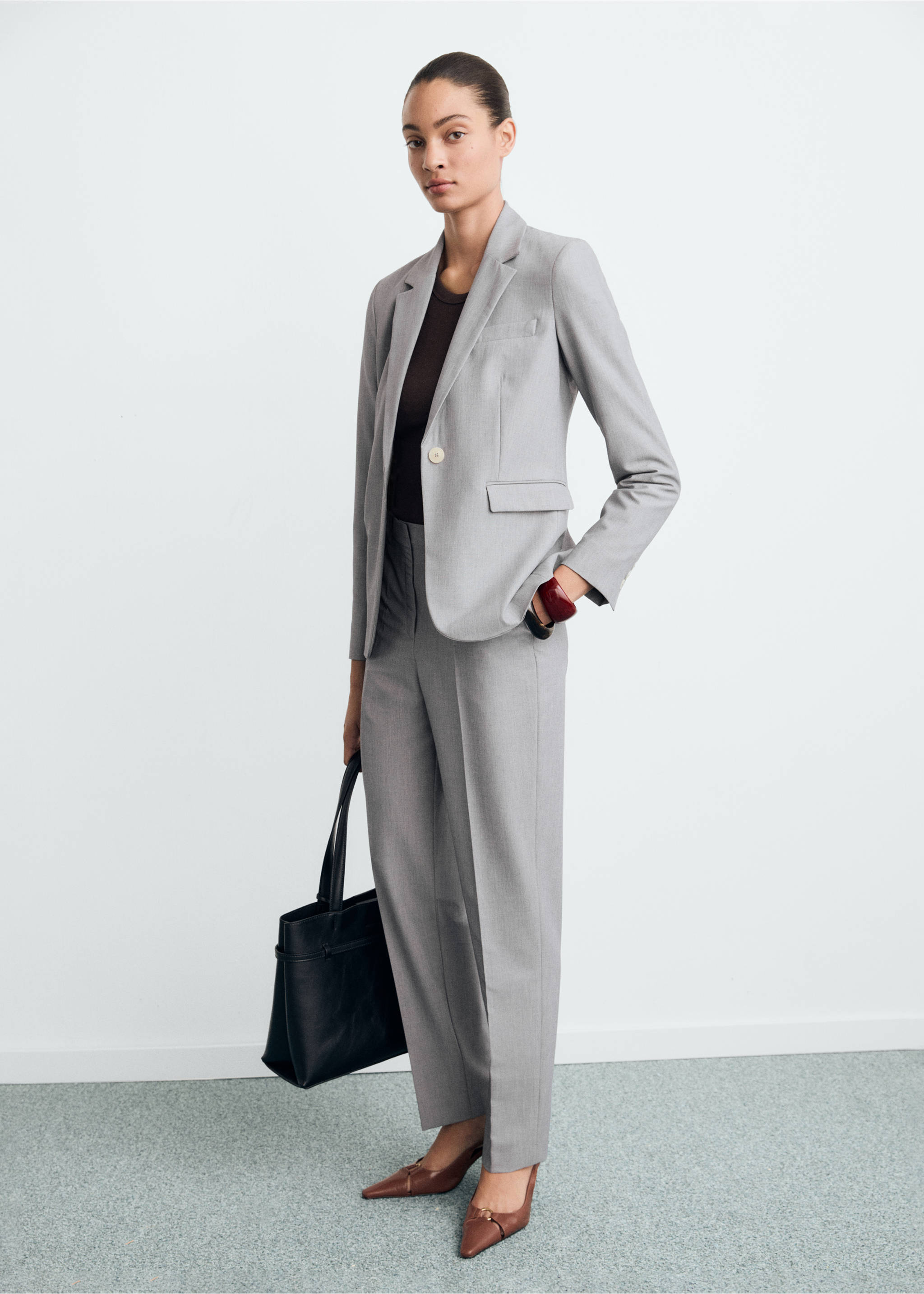 Fitted suit blazer - General plane, Grey. Ref: 87063292-00.