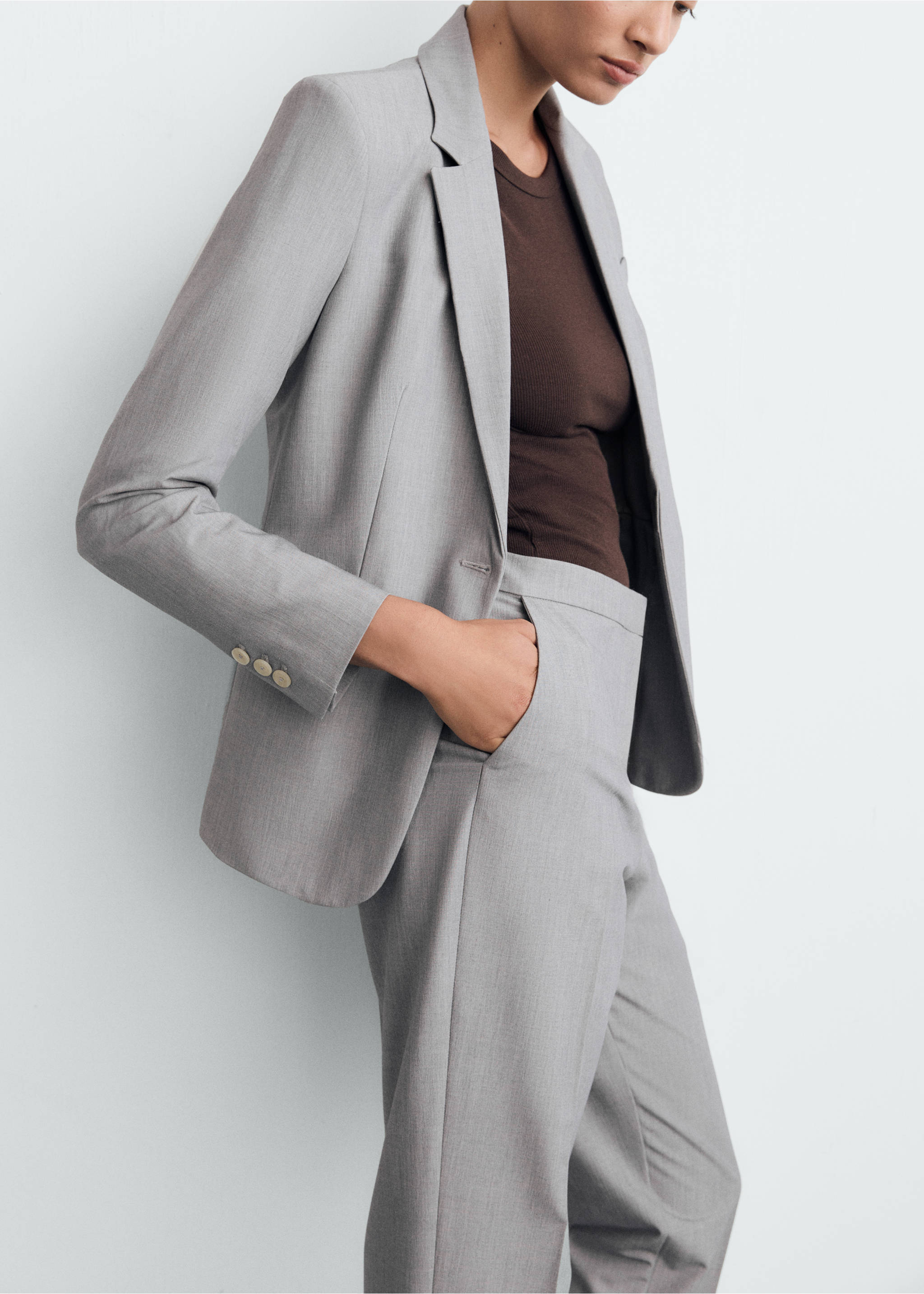 Fitted suit blazer - Medium plane, Grey. Ref: 87063292-00.