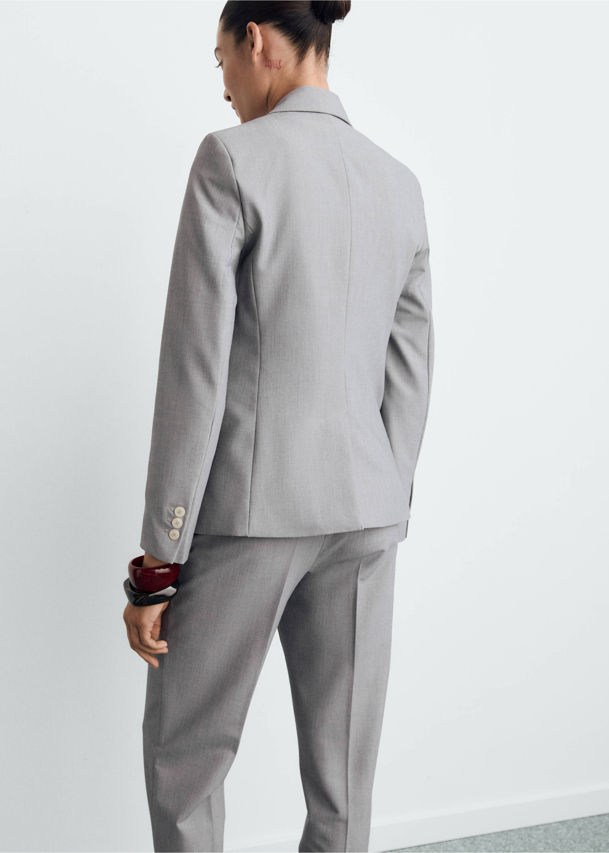 Fitted suit blazer - Reverse of the article, Grey. Ref: 87063292-00.