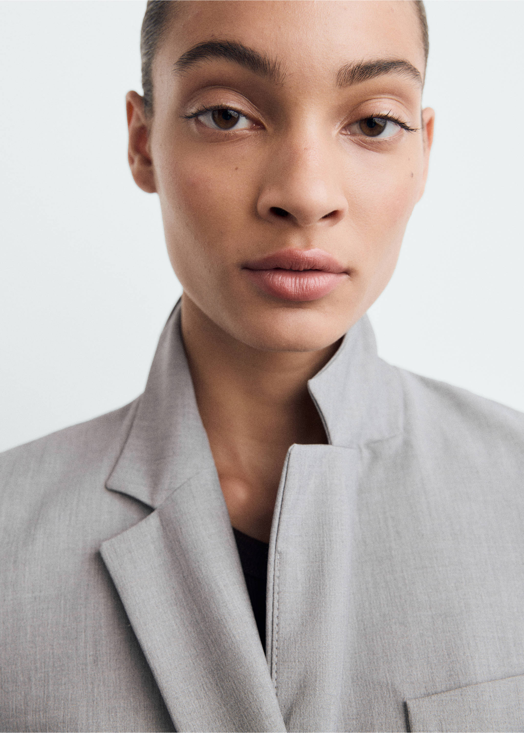 Fitted suit blazer - Details of the article 1, Grey. Ref: 87063292-00.