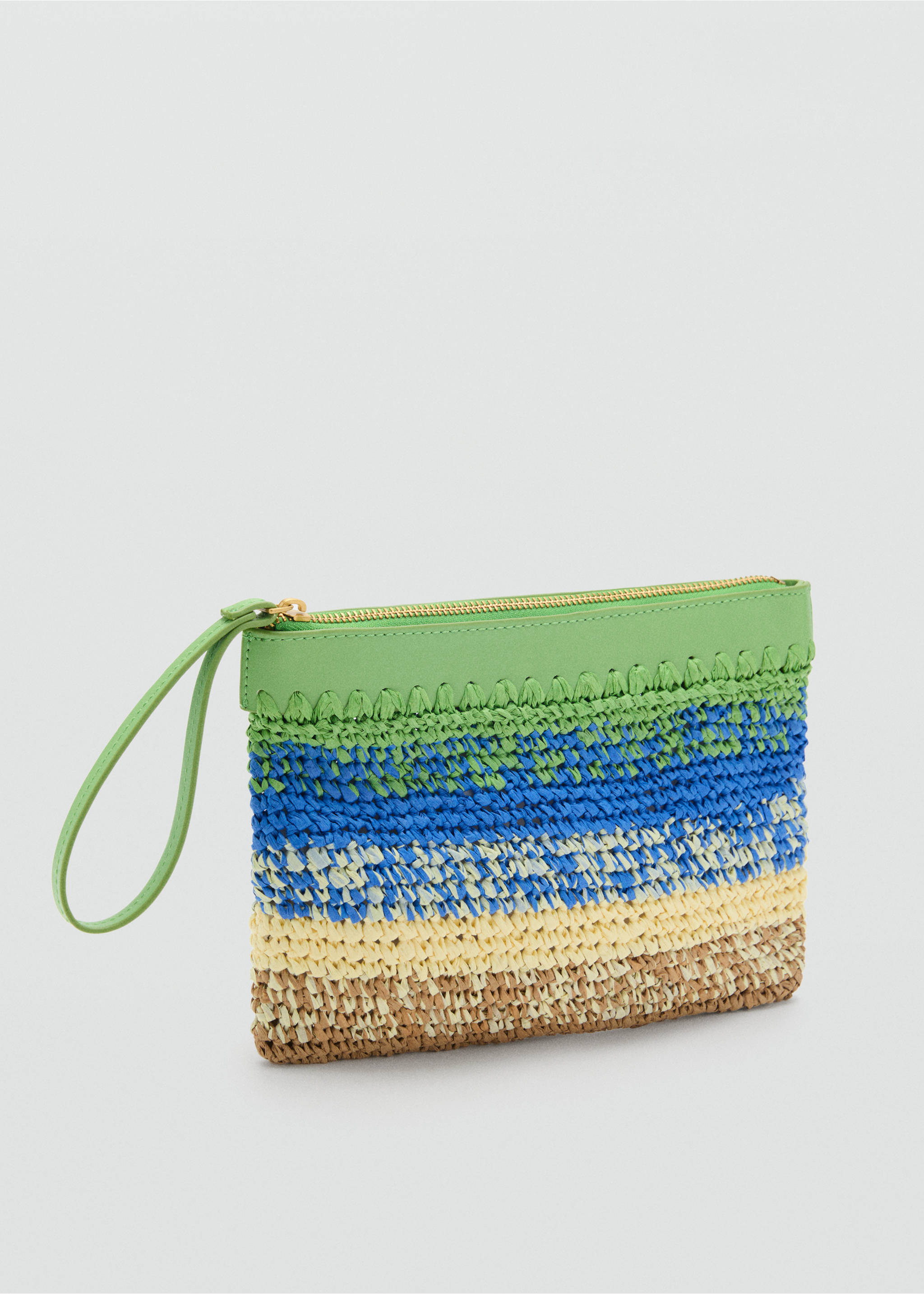 Natural fibre degradé clutch - Medium plane, Green. Ref: 87063298-00.