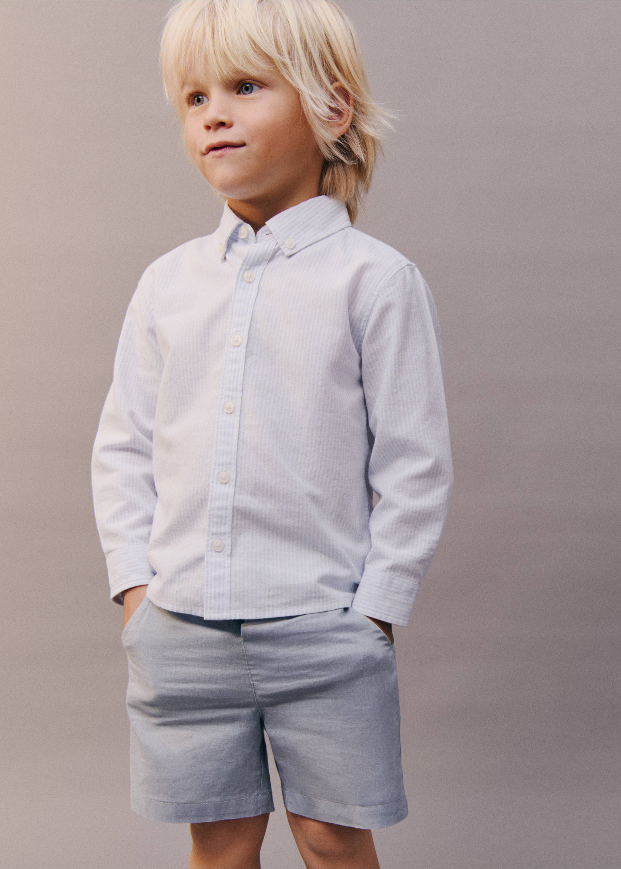 Βερμούδα λινή - Λεπτομέρεια του προϊόντος 5, Μπλε. Ref: 87063634-00.