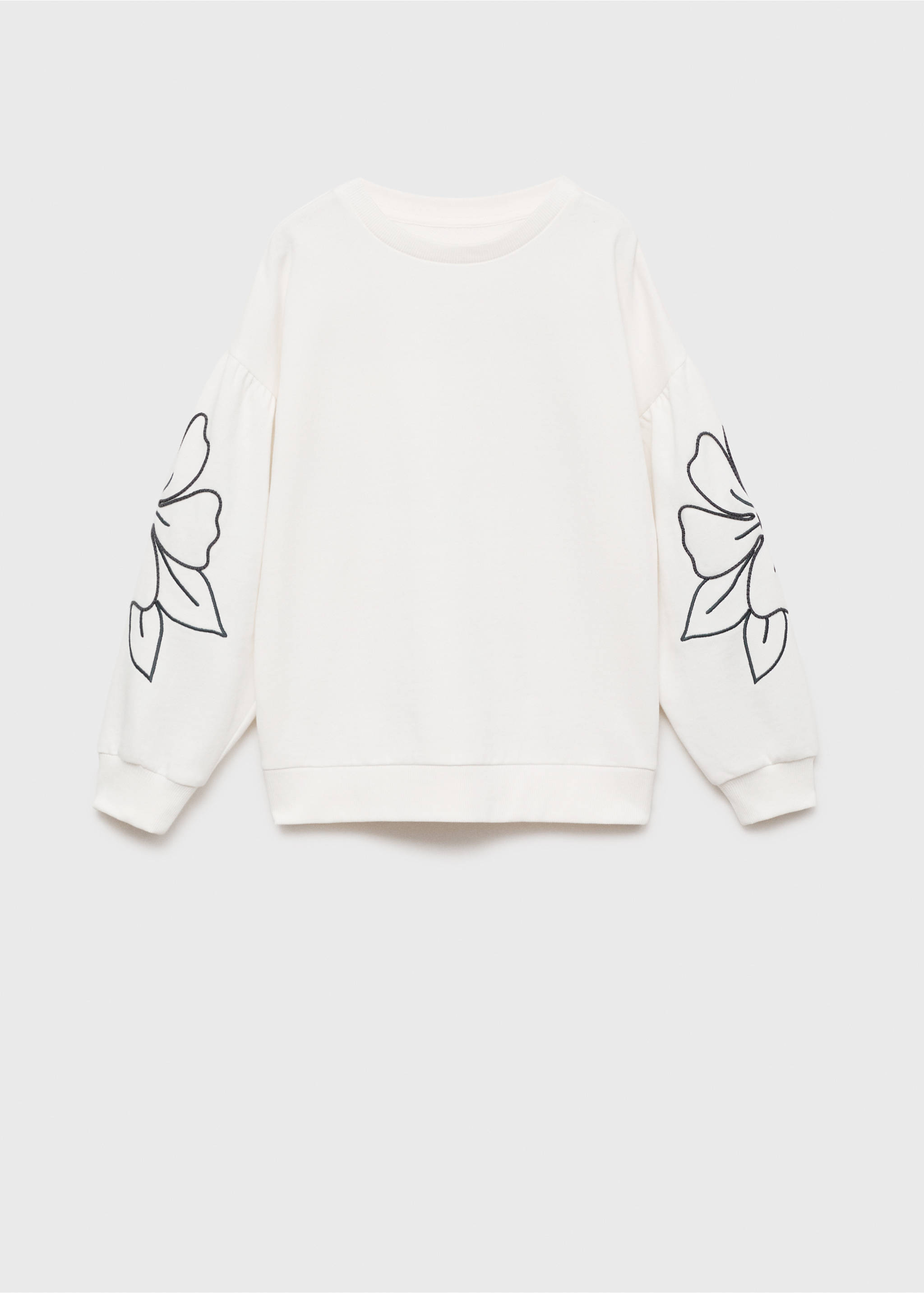 Sweatshirt med blombroderi - Artikel utan modell, Benvit. Ref: 87063643-00.