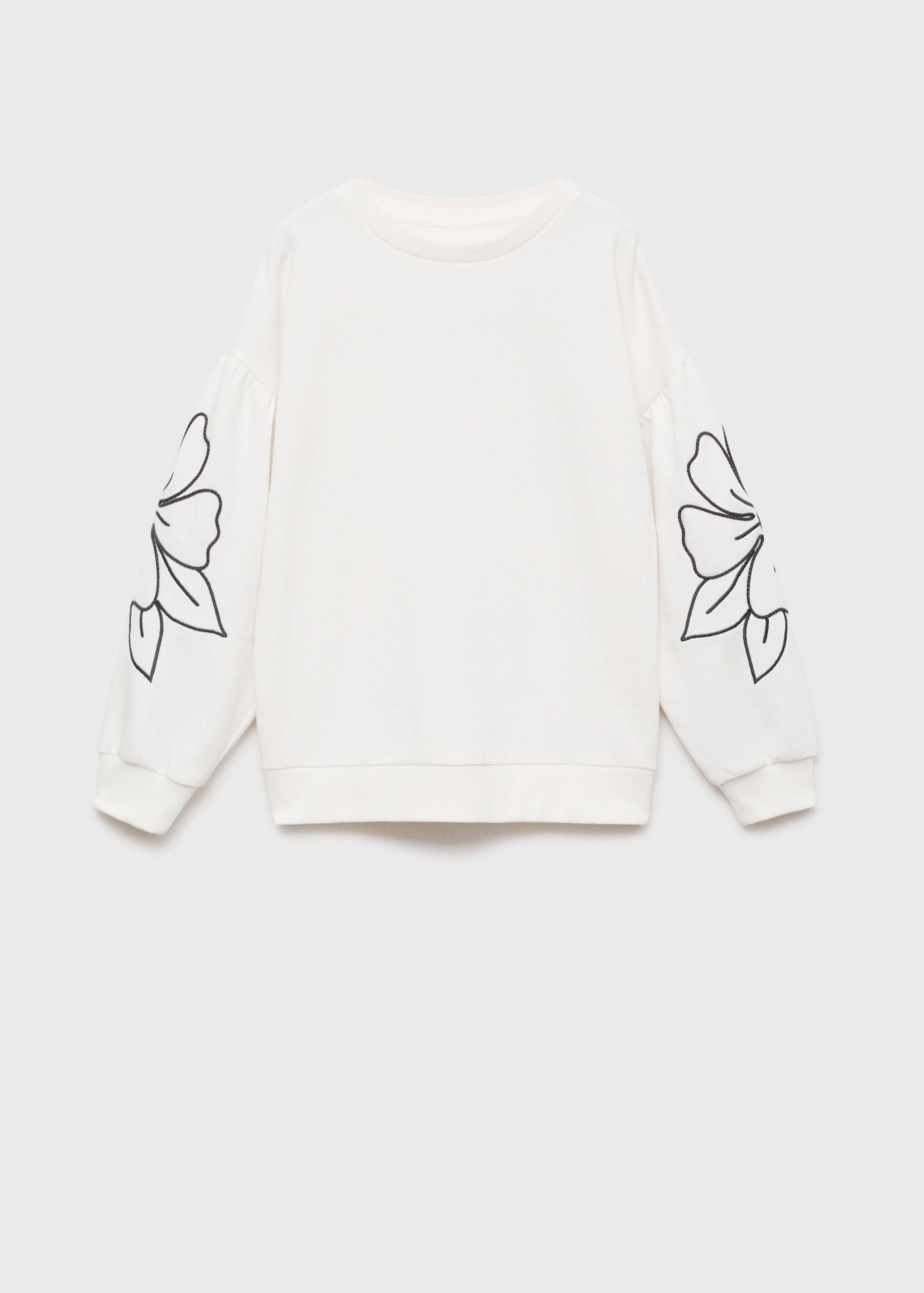 Sweatshirt med blombroderi - Artikel utan modell