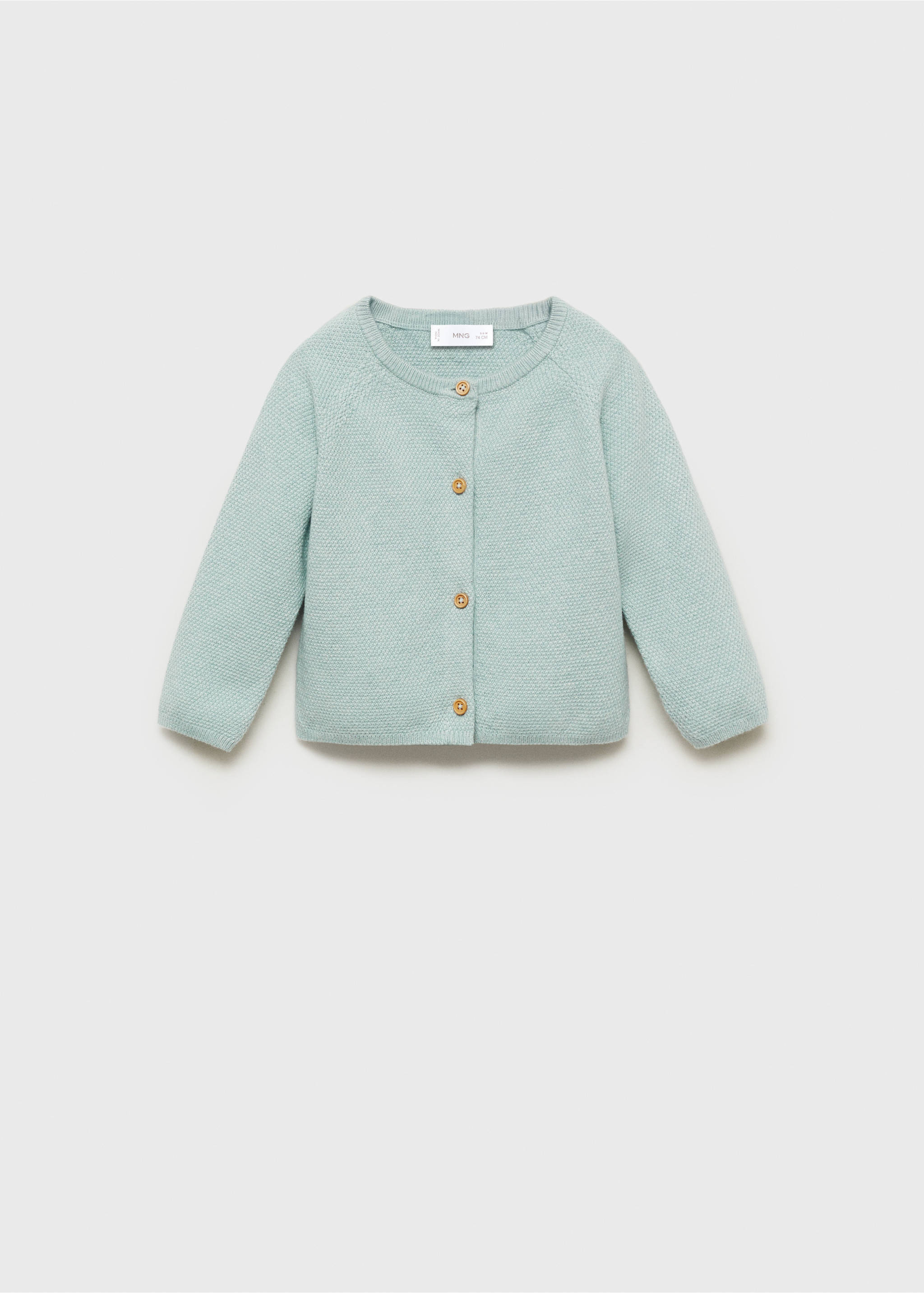 Knitted button cardigan - Article without model, Aqua Green. Ref: 87063644-00.