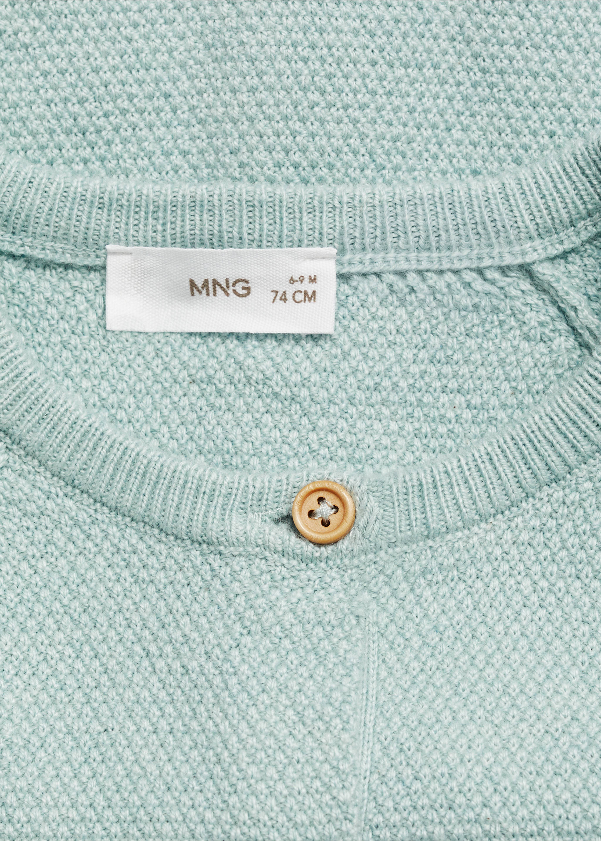 Knitted button cardigan - Details of the article 8, Aqua Green. Ref: 87063644-00.