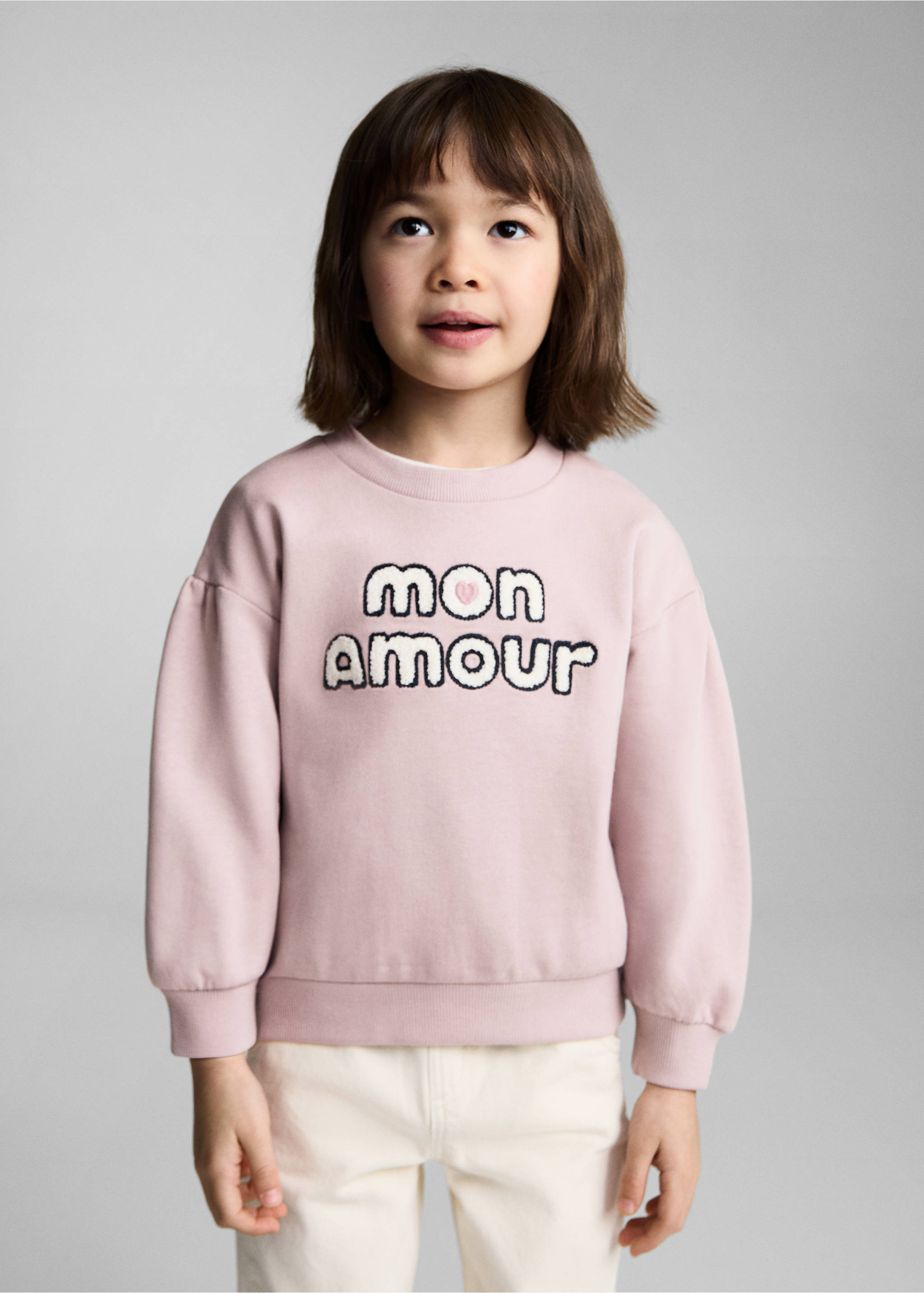 Embossed message cotton sweater - Medium plane, Pink. Ref: 87063646-00.