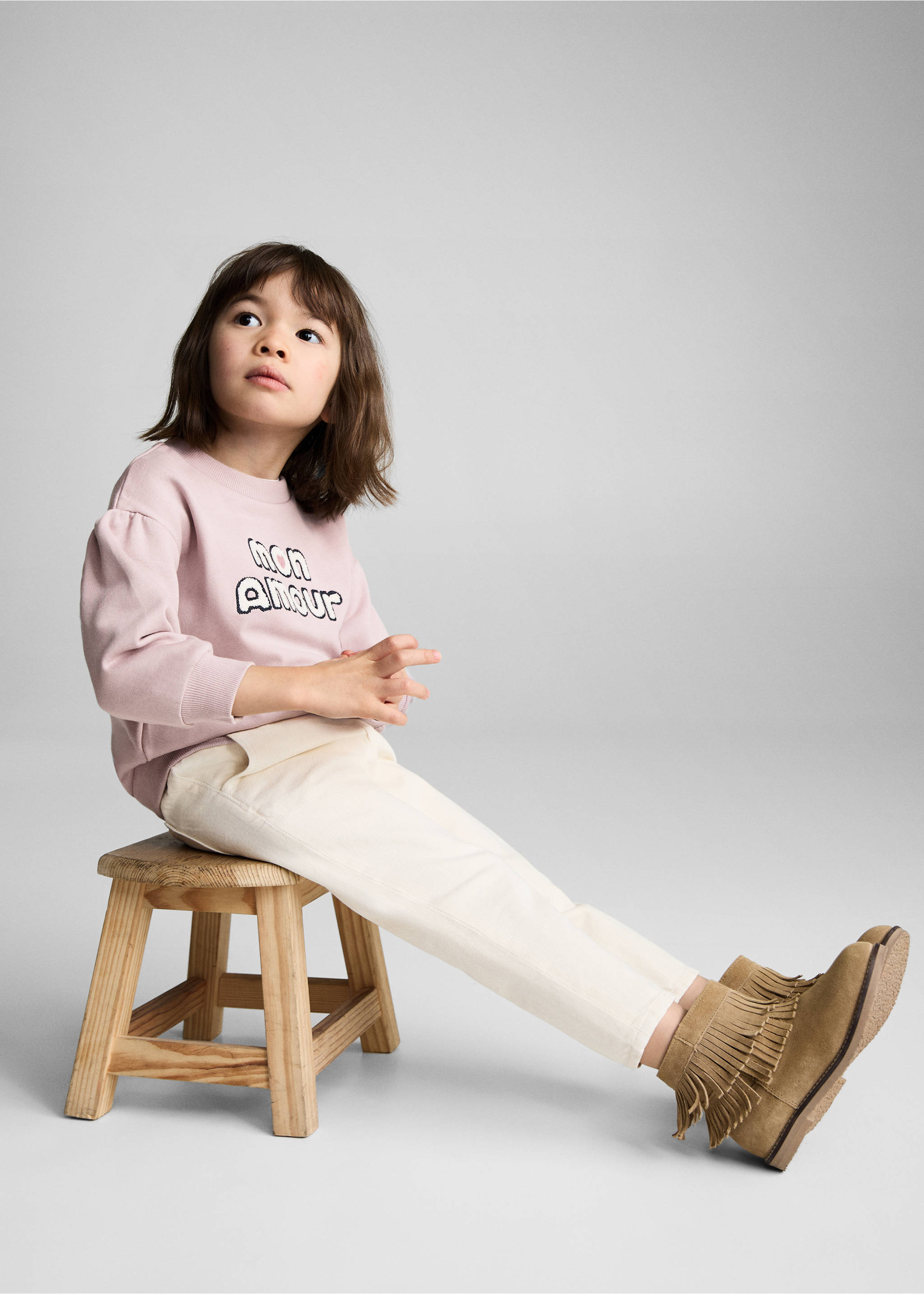 Embossed message cotton sweater - Details of the article 2, Pink. Ref: 87063646-00.