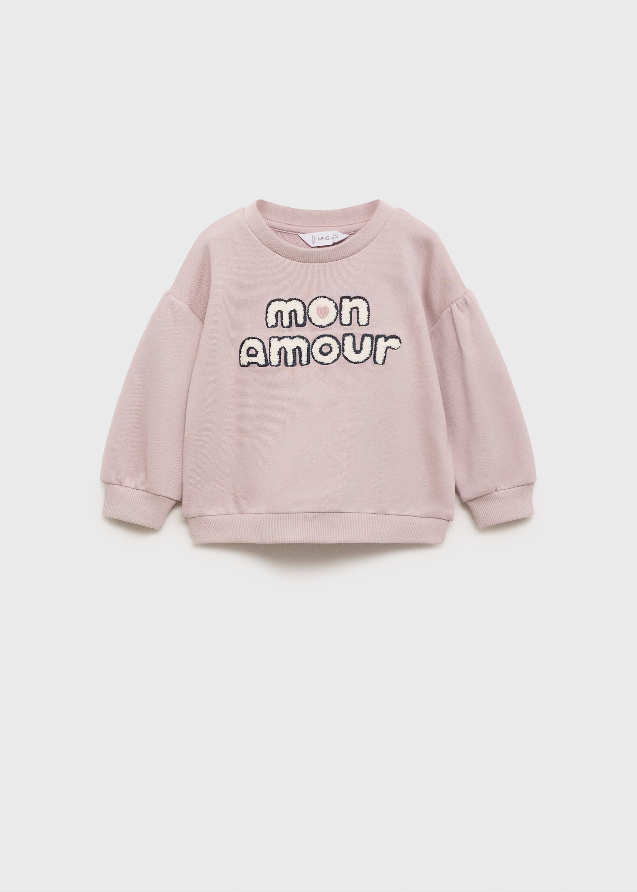 Embossed message cotton sweater - Article without model, Pink. Ref: 87063646-00.