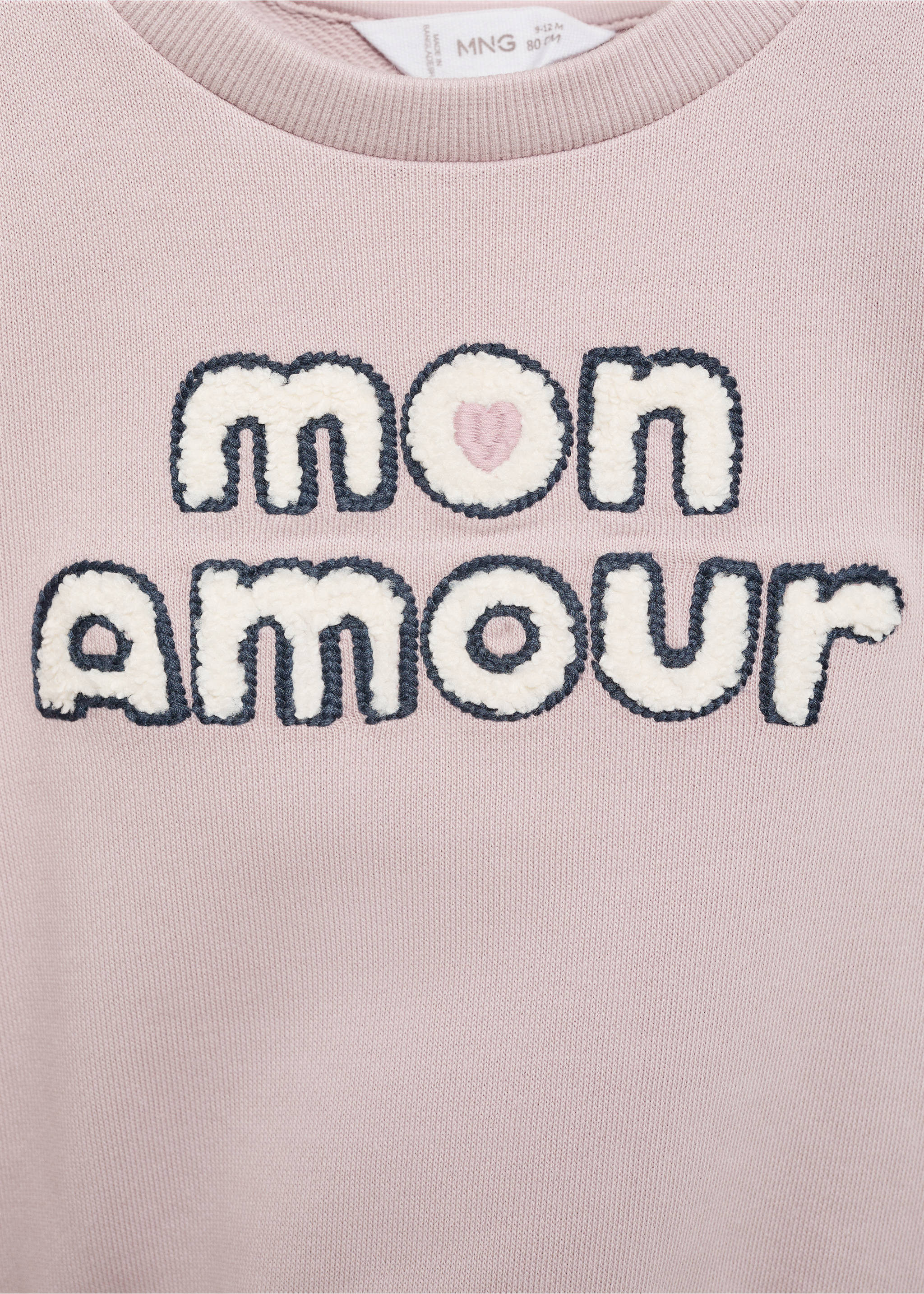 Embossed message cotton sweater - Details of the article 8, Pink. Ref: 87063646-00.