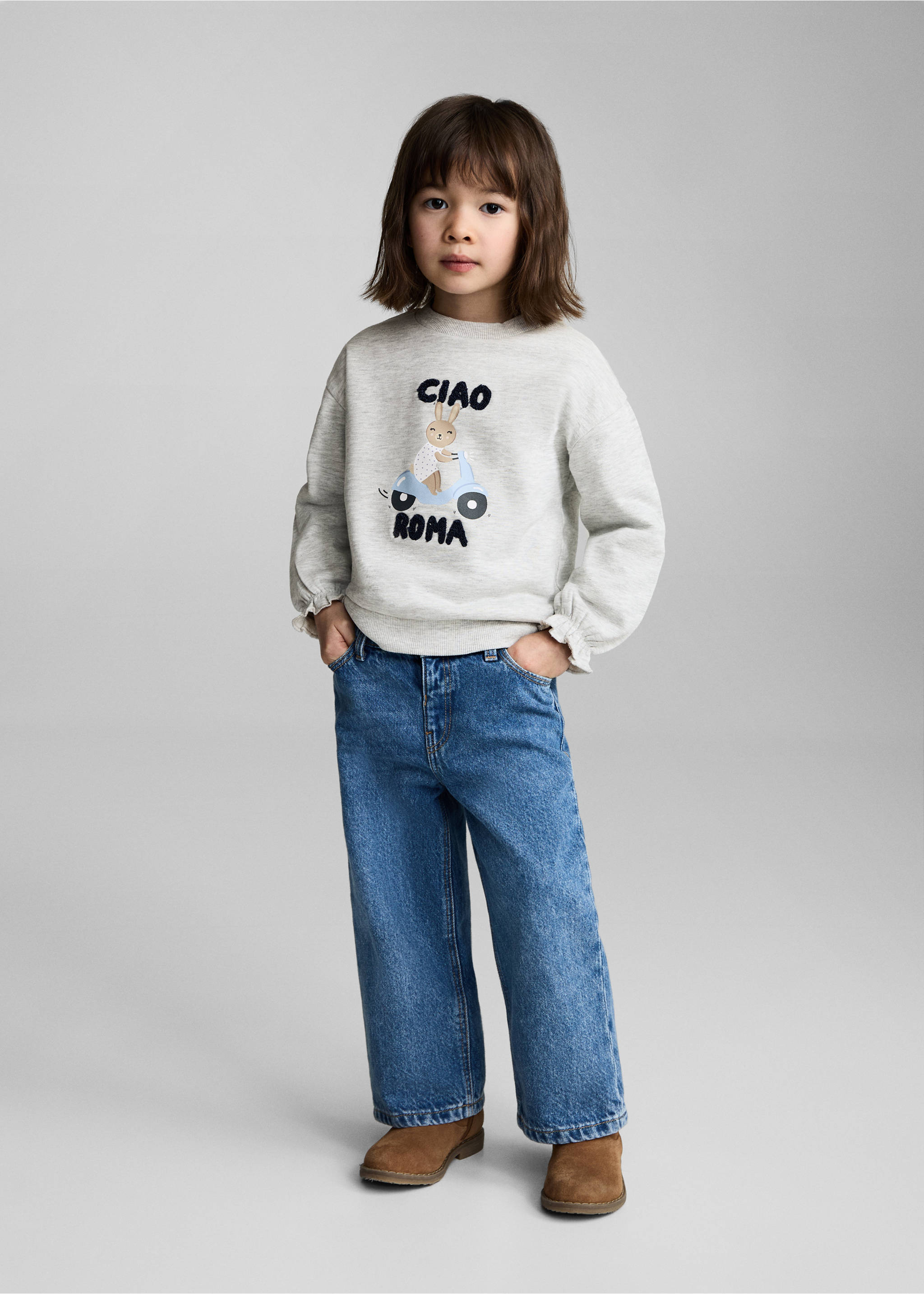 Printed embossed sweatshirt - General plane, Light Heather Grey. Ref: 87063649-00.