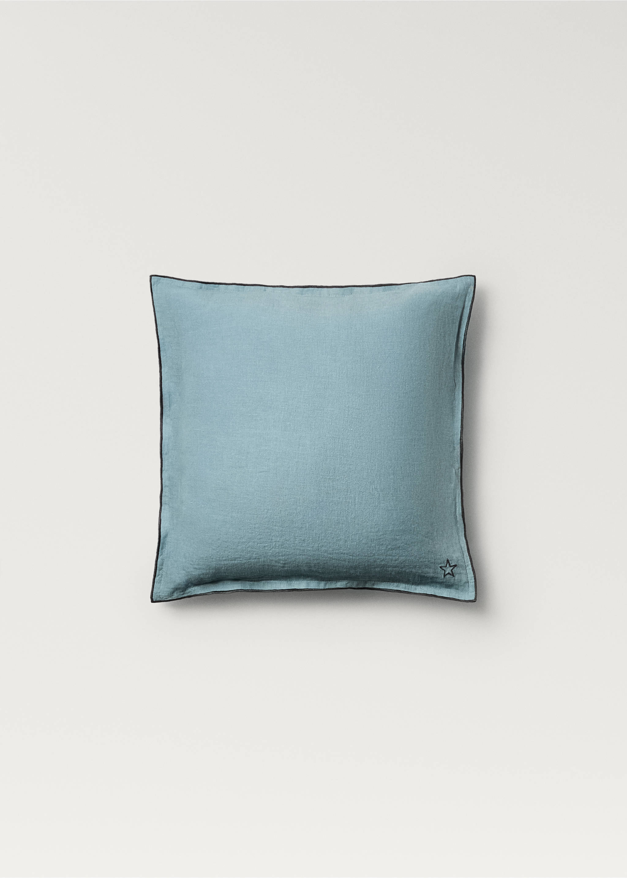 Poszewka na jaśka dla dzieci lniana ze ściegiem owerlokowym i haftem 40 x 40 cm - Artykuł bez modela/modelki, Zielony. Ref: 87063656-00.