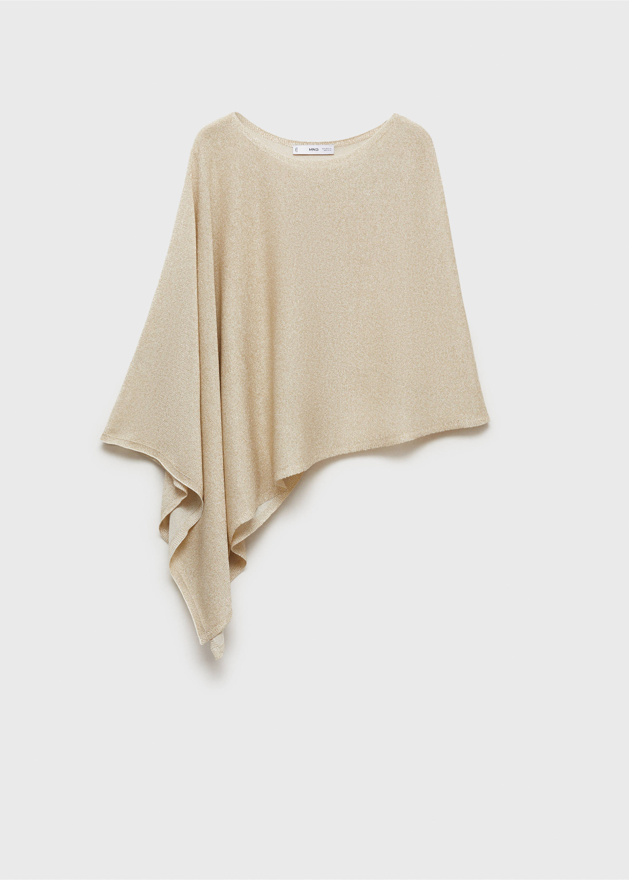 Asymmetrical lurex knitted cape - Article without model, Gold. Ref: 87064063-00.