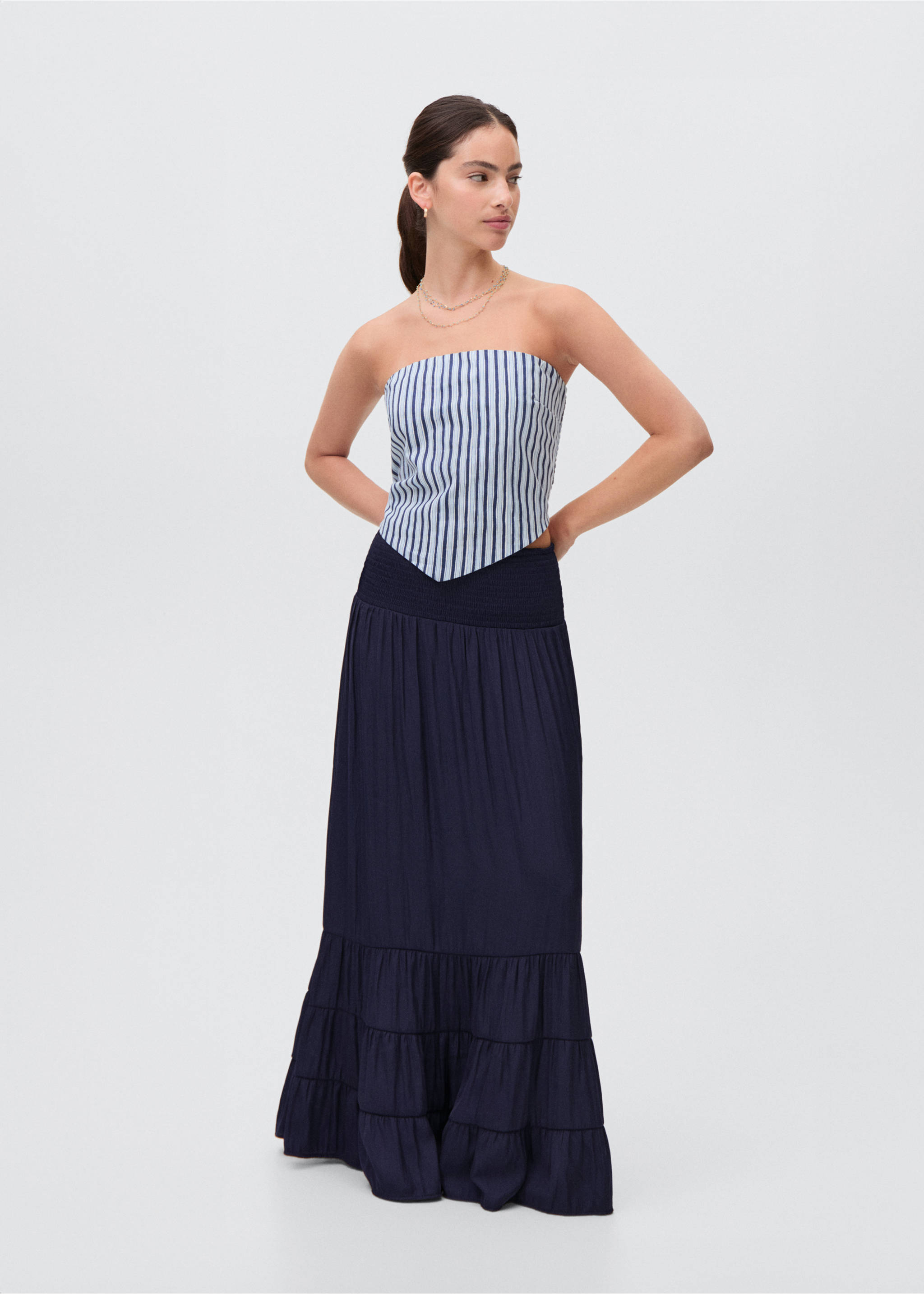 Ruffled long skirt - General plane, Blue. Ref: 87064065-00.