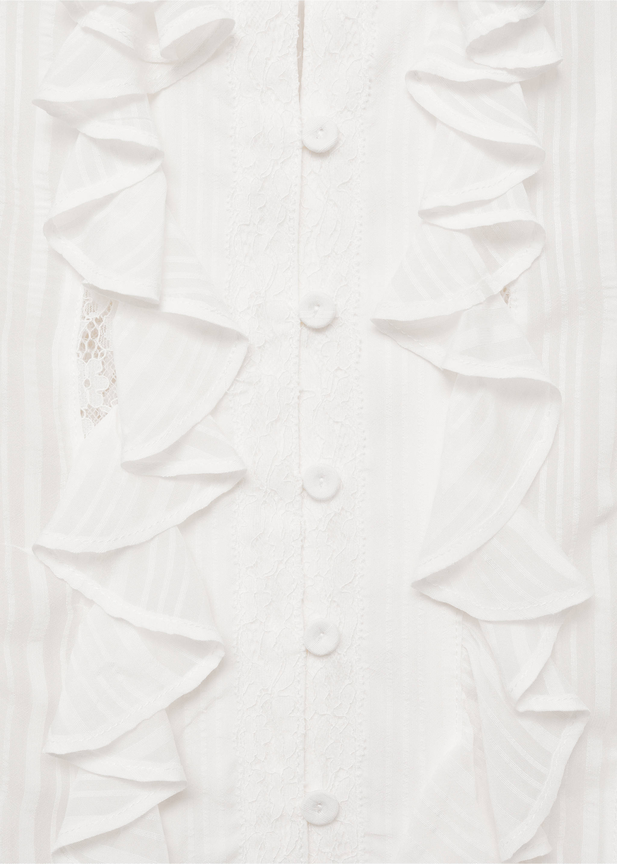 Rüschenbluse mit Details aus Spitze - Detail des Artikels 8, Cremeweiß. Ref: 87064072-00.