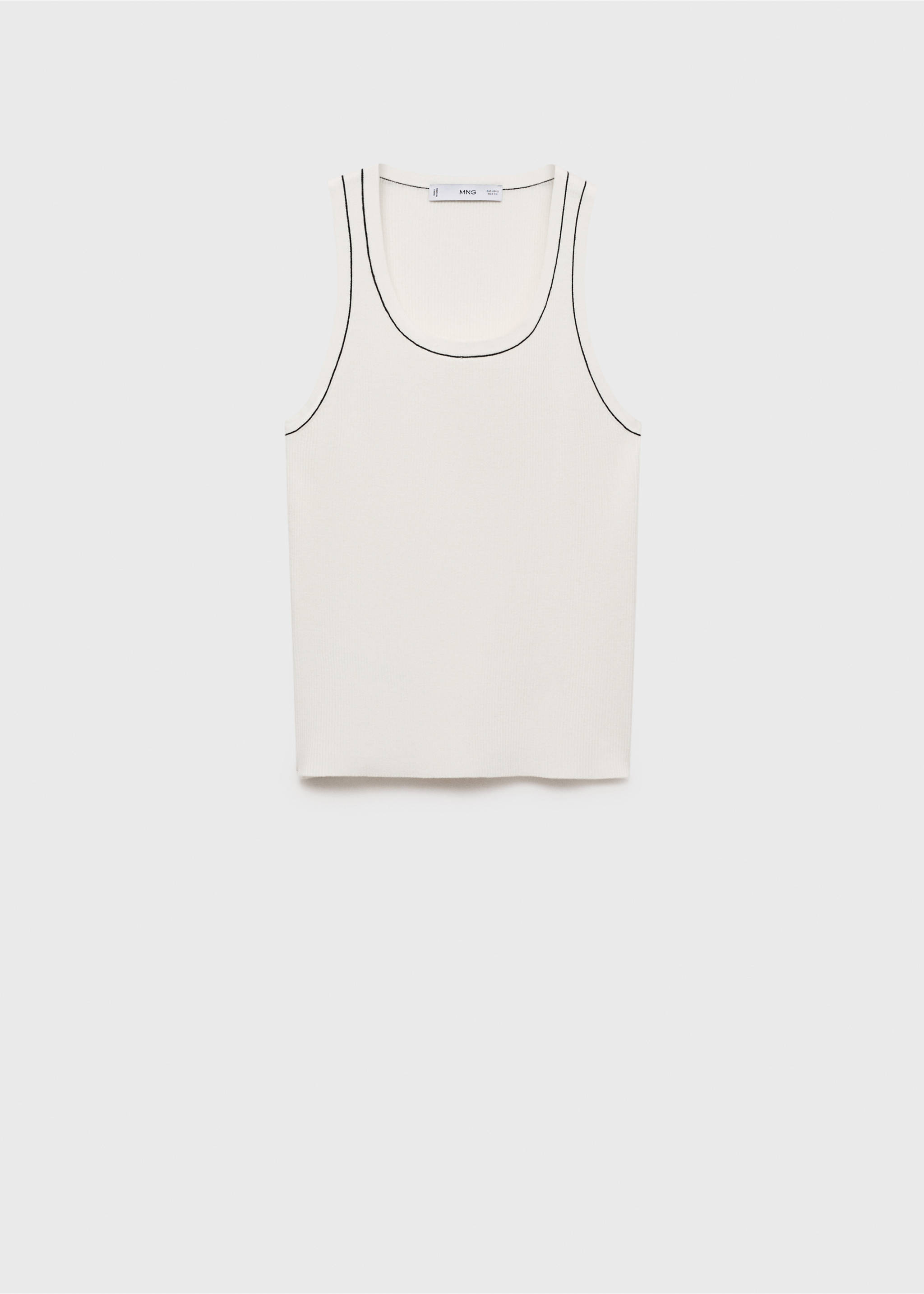 Ribbed top with contrasting trim - Article without model, Ecru. Ref: 87064074-00.