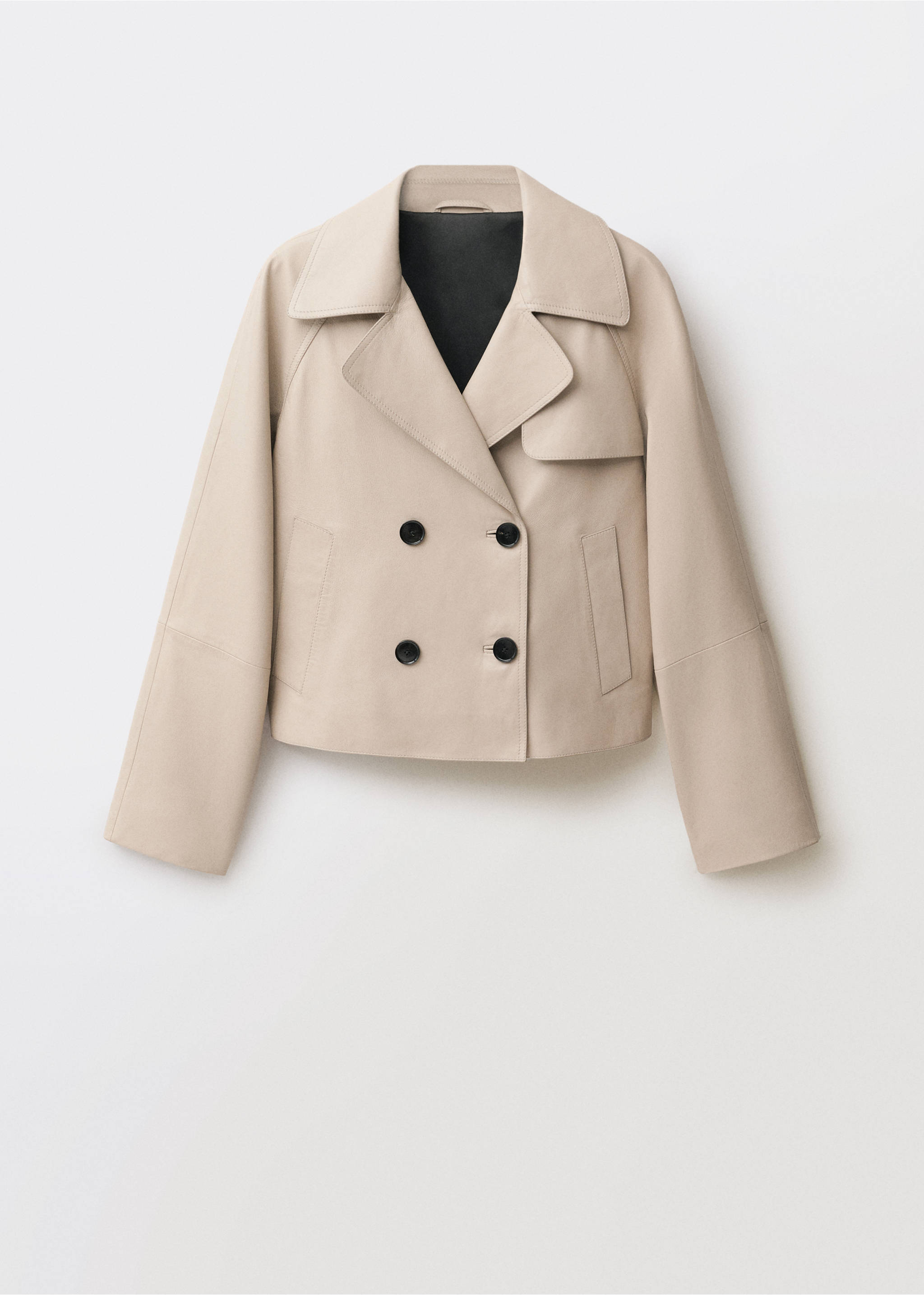 Kožený trenčkot cropped - Zboží bez modelu, Ledově šedá. Ref: 87064075-00.